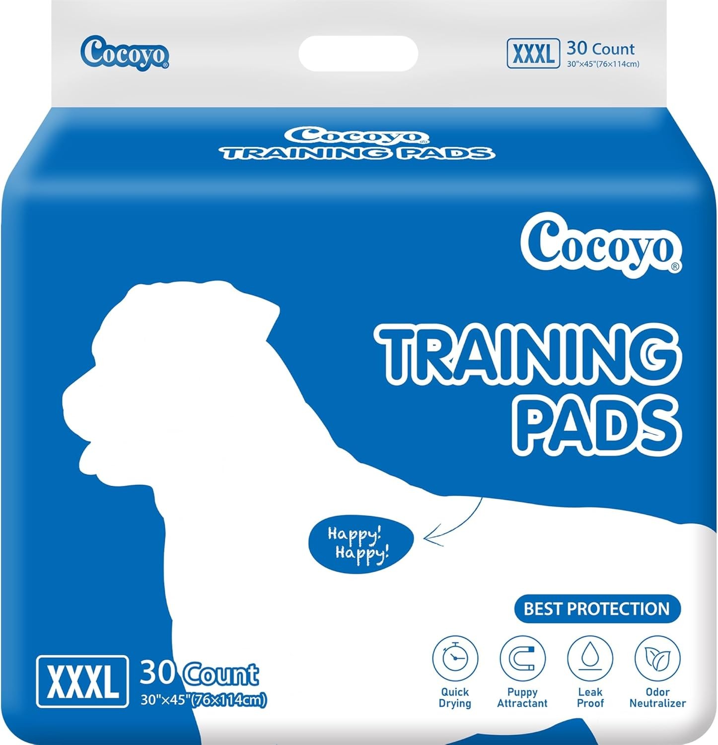 COCOYO Best Value Dog Training Pads Giant Size | Pee Gigantic XXXL, White