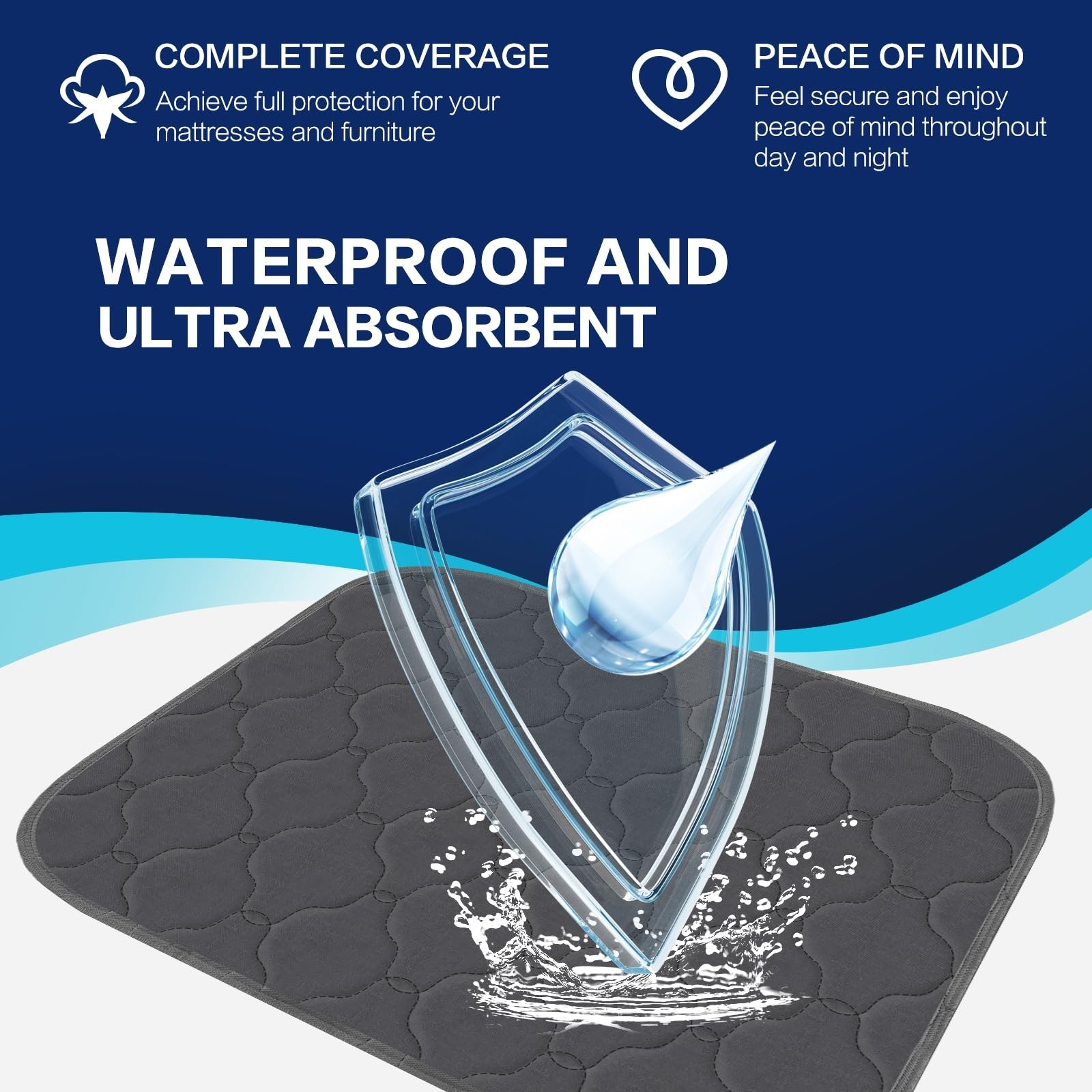 Hide Stains Extra Large Washable Bed Pads(36×72 Inch), Heavy Absorbent Waterp…