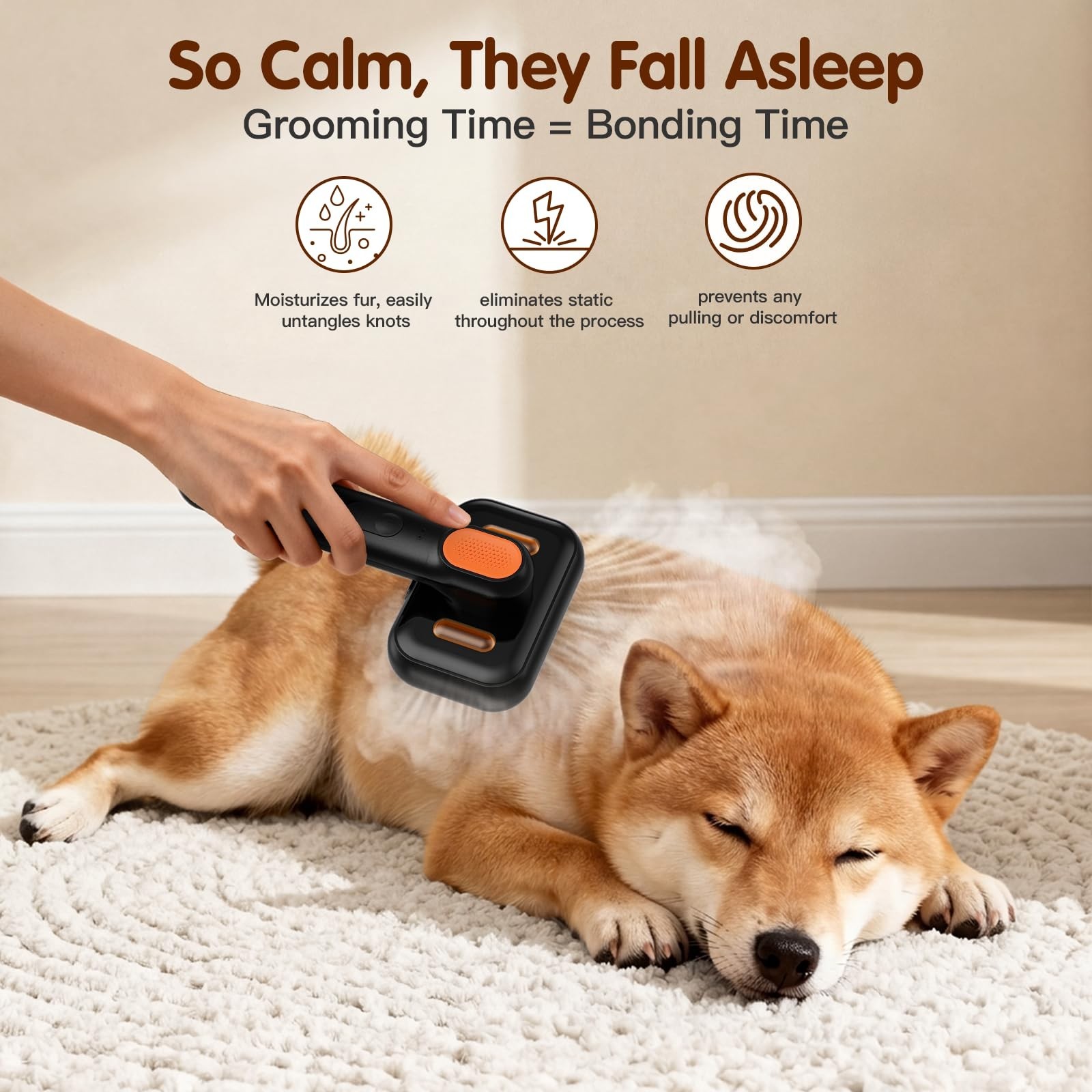 Pet Steam Brush for Dogs & Cats, 2026 New Brushes for Indoor Cats with Dual S…