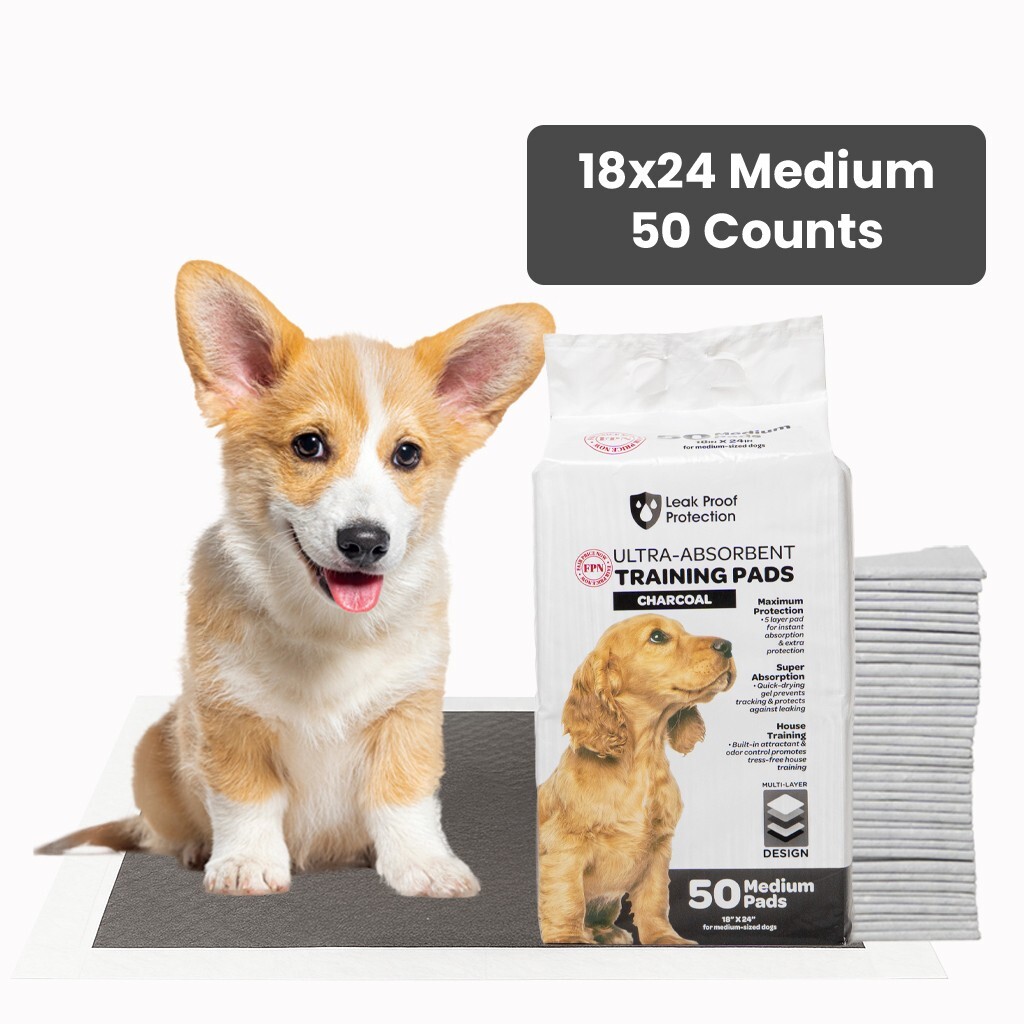 50 PCS Charcoal Puppy Pads Ultra-Absorbent Pet Training Pads for Dogs – M-18×24″