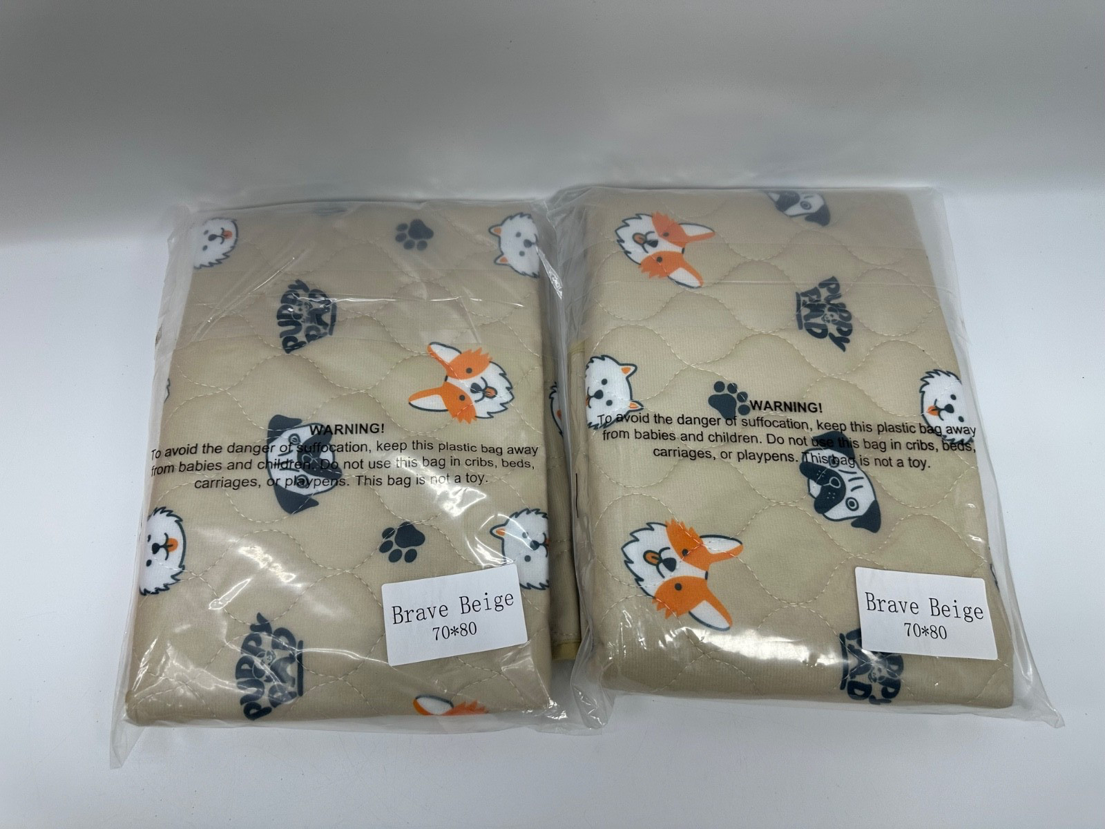 Lot of 2 PuppyPad Reusable Puppy Pads Washable M: 27.6″ × 31.5″ Brave Beige