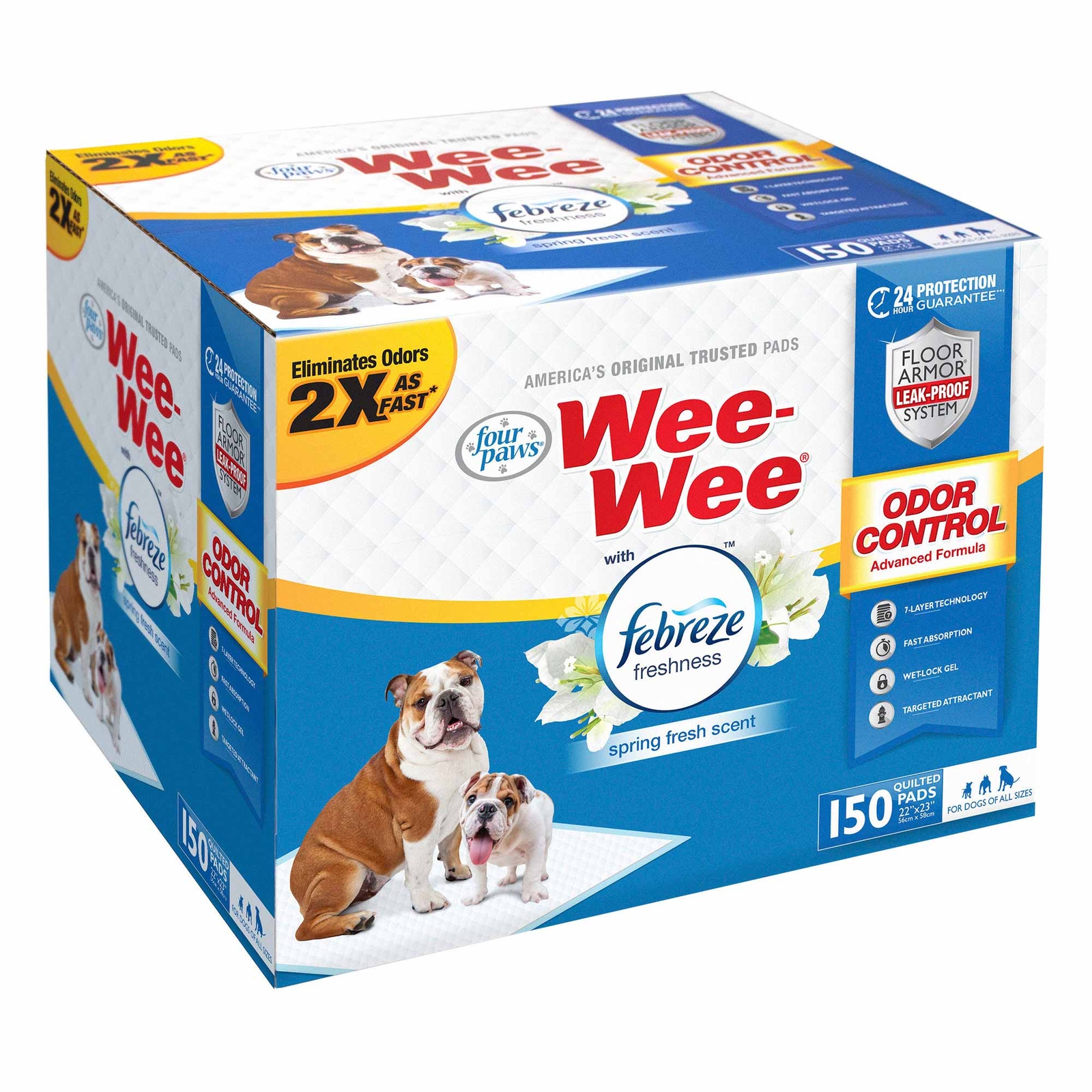 Four Paws Wee-Wee Odor Control with Febreze Freshness Pads 150/c 22″ x 23″ 10053