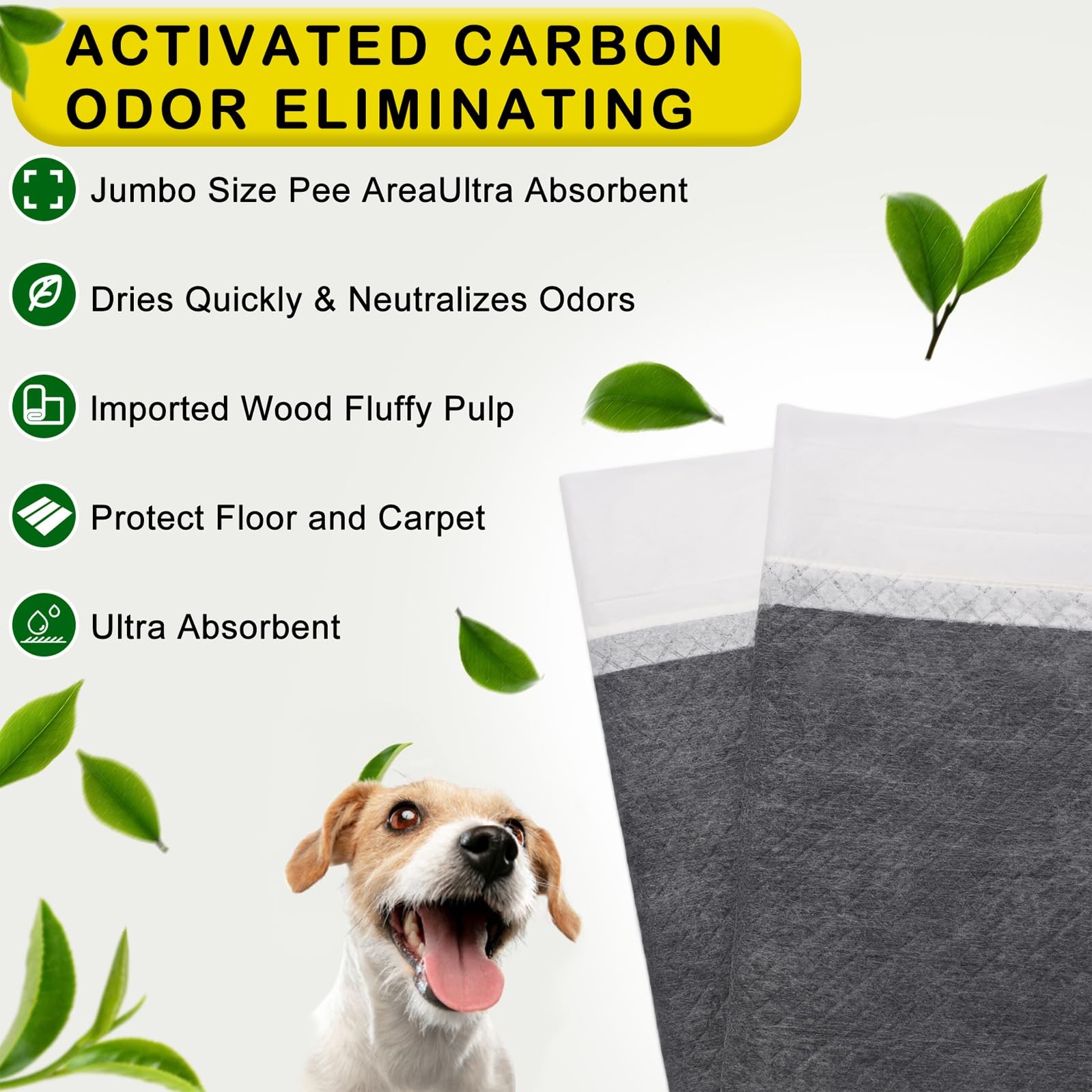 ELEGX 48″x36″ Extra Large 30 Pcs OdorControl Super Absorbency Charcoal Pee Pa…