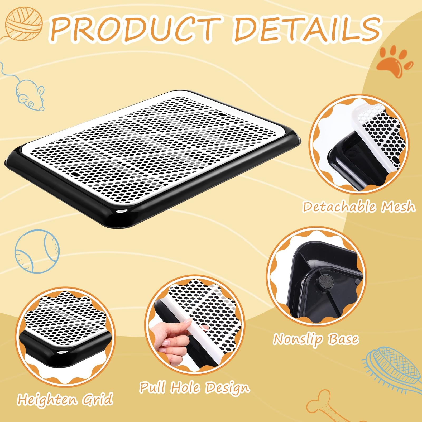 Mifoci Dog Pee Pad Holder Potty Tray Portable 25.6 x 18.9 Inch, Black