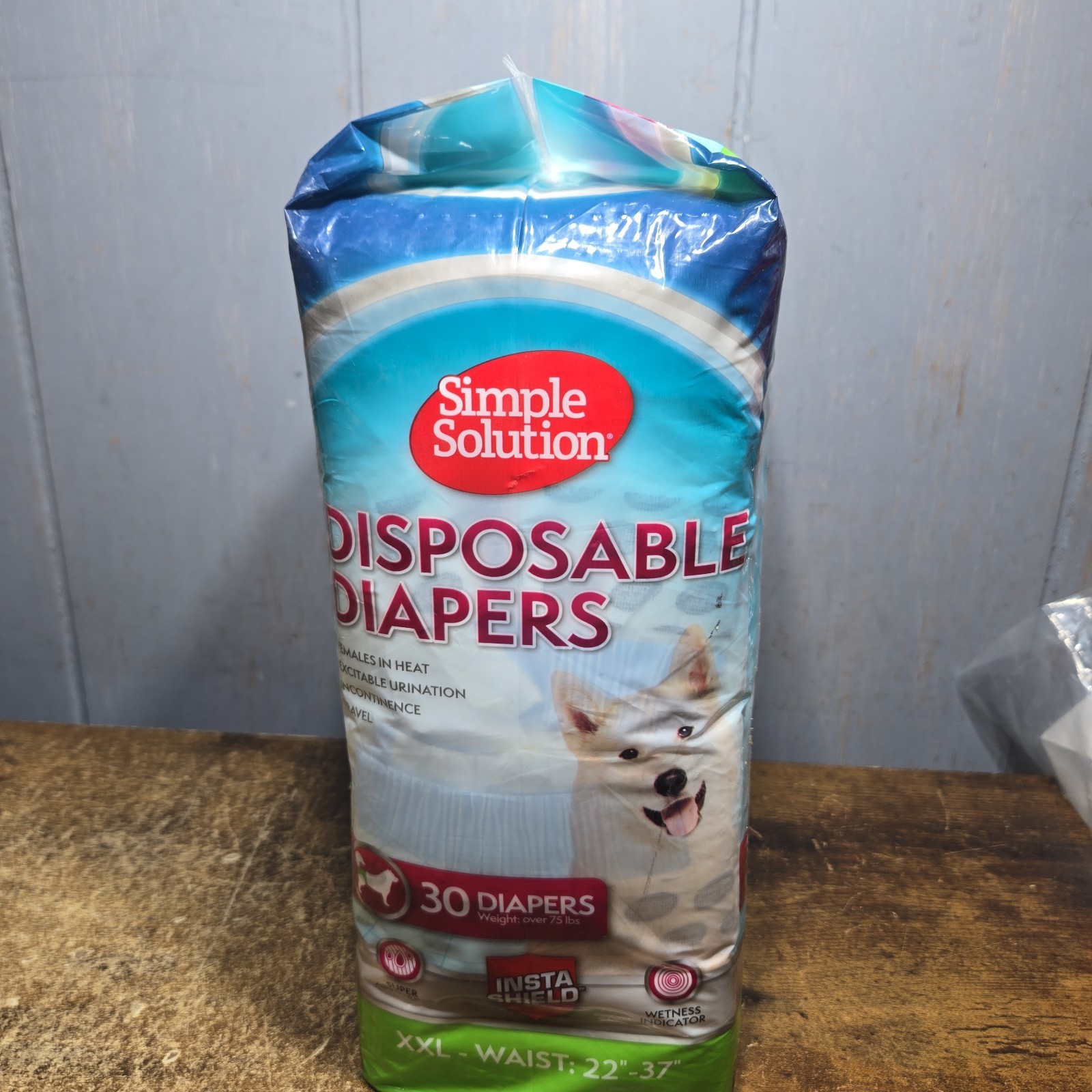 Dog Diapers Female XXL 37 Inch 30ct Breathable Wetness Indicator 22-37 Simple