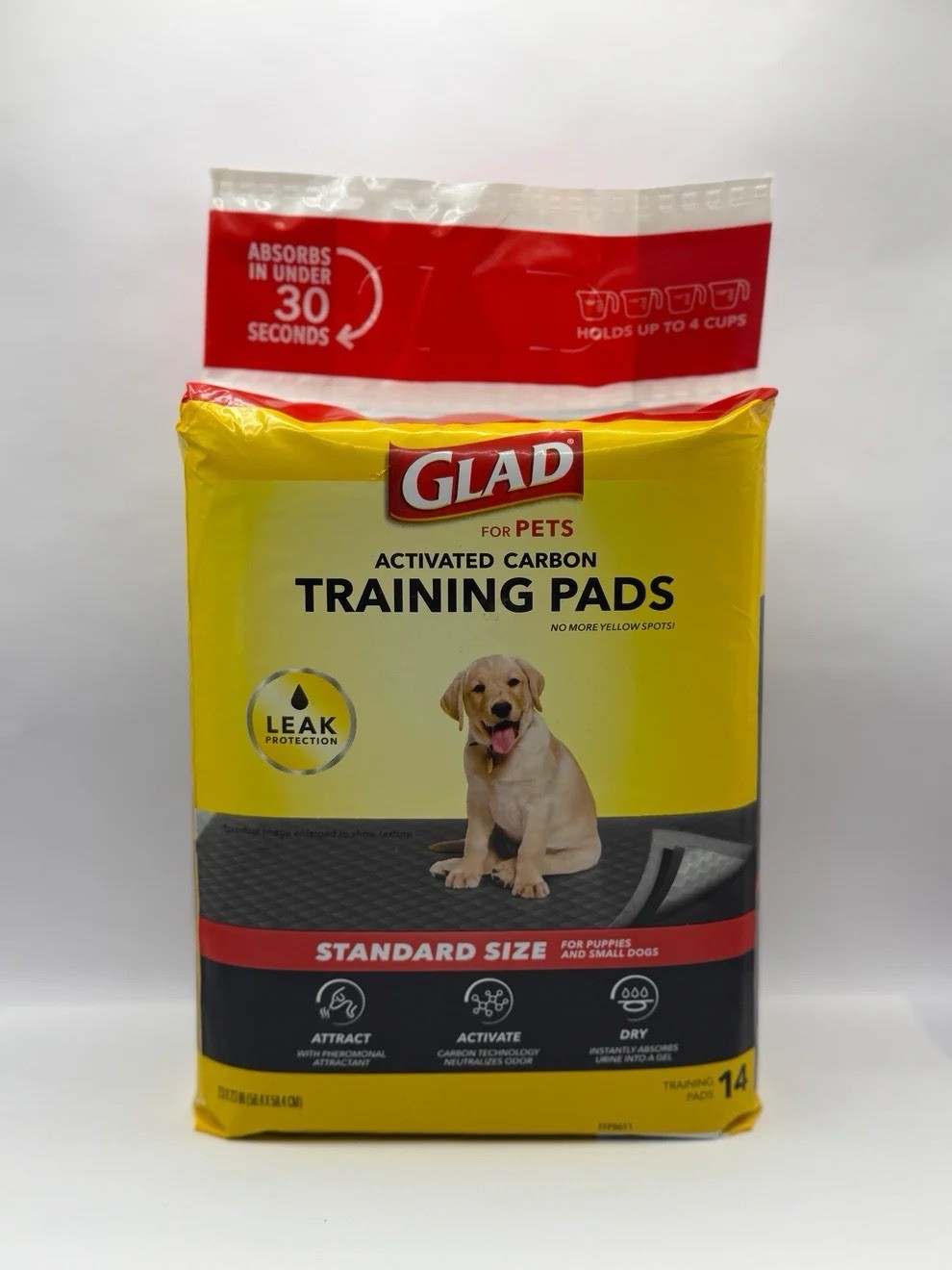 GLAD For Pets Activated Carbon Training Pads Standard Size 14pc – (PACK of 2)