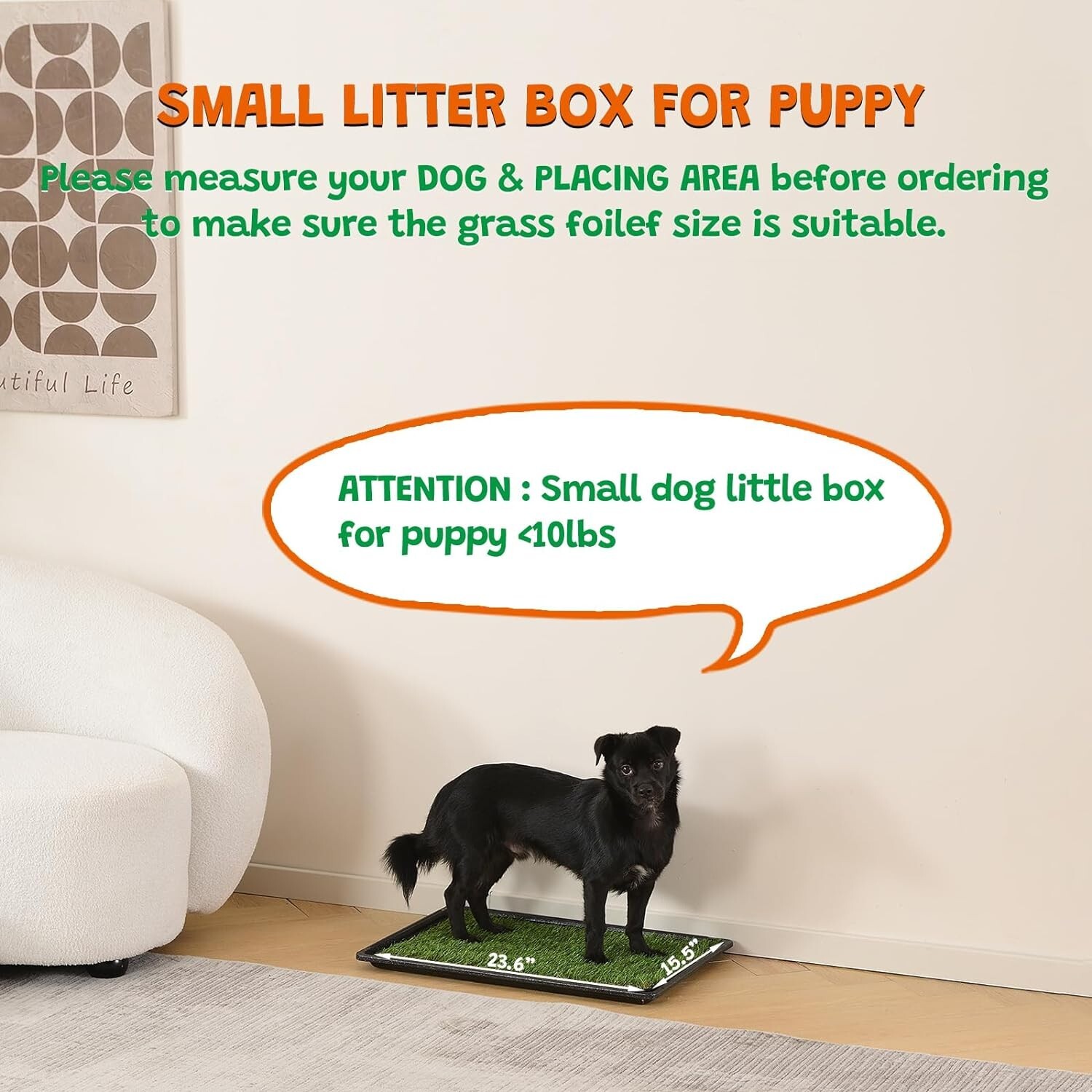 HQ4us Dog Grass Pad with Tray Small 23″ x 16″ Dog Litter Box Toilet for Puppy…
