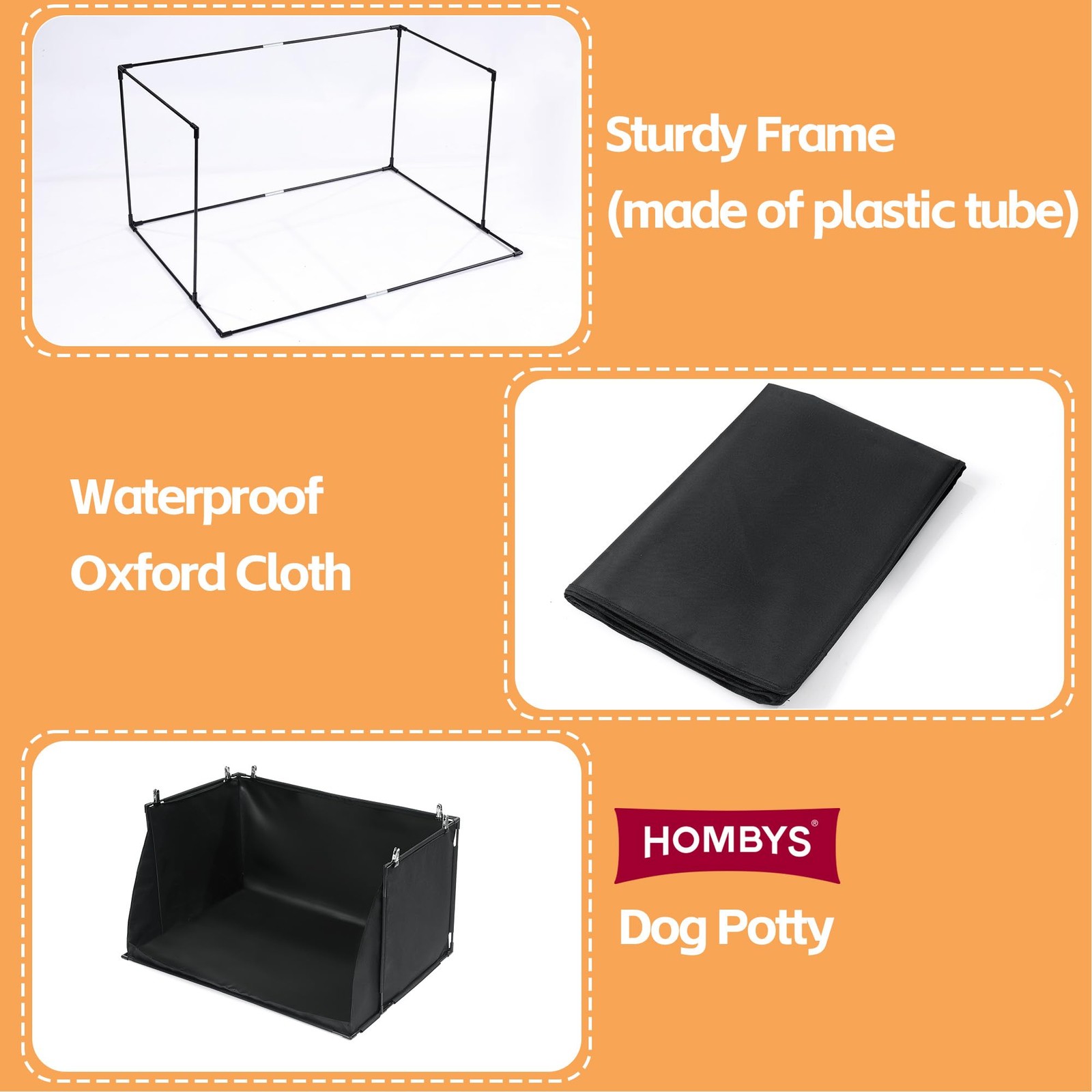 Dog Pee Pad Holder with High Walls, No-Spill Indoor Potty for Large Dogs, Fol