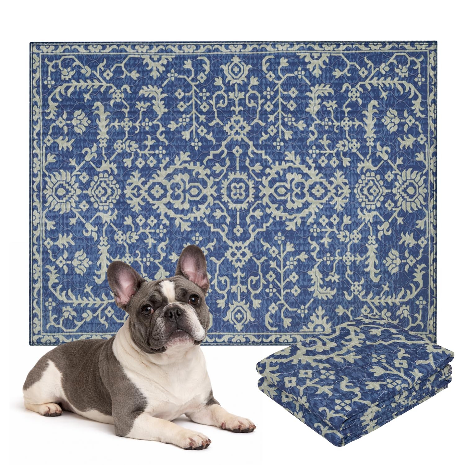 Lovewag Reusable Washable Dog Pee Pads, Royal Blue Quilt 36×48, 2 Pack