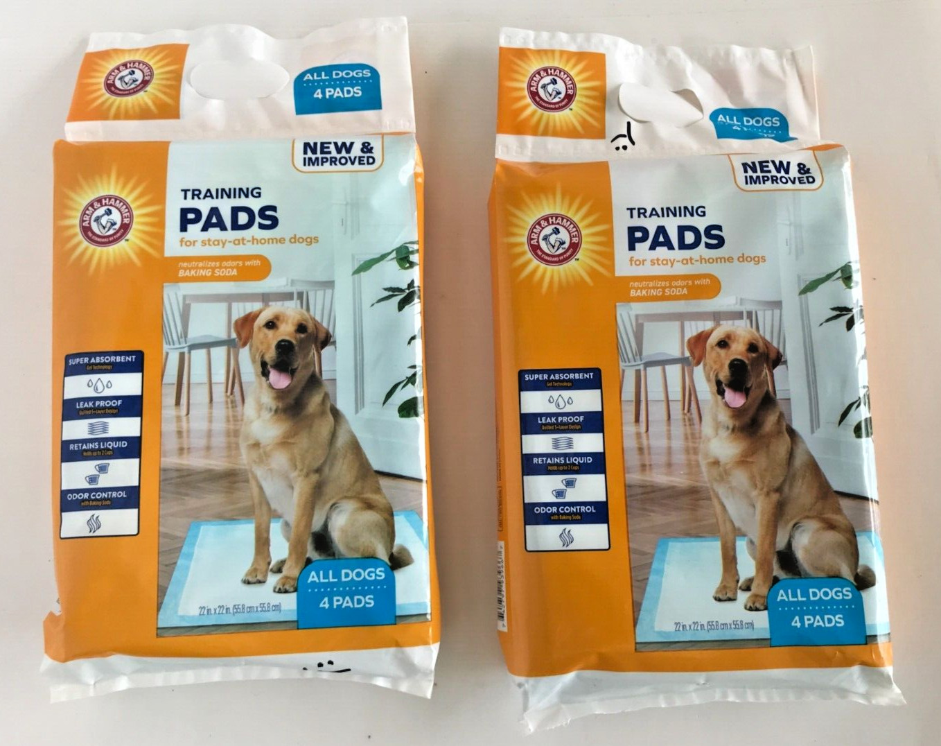 Arm & Hammer Training Pads For Dogs (2 packs of 4, 8 pads total) 22in X 22in