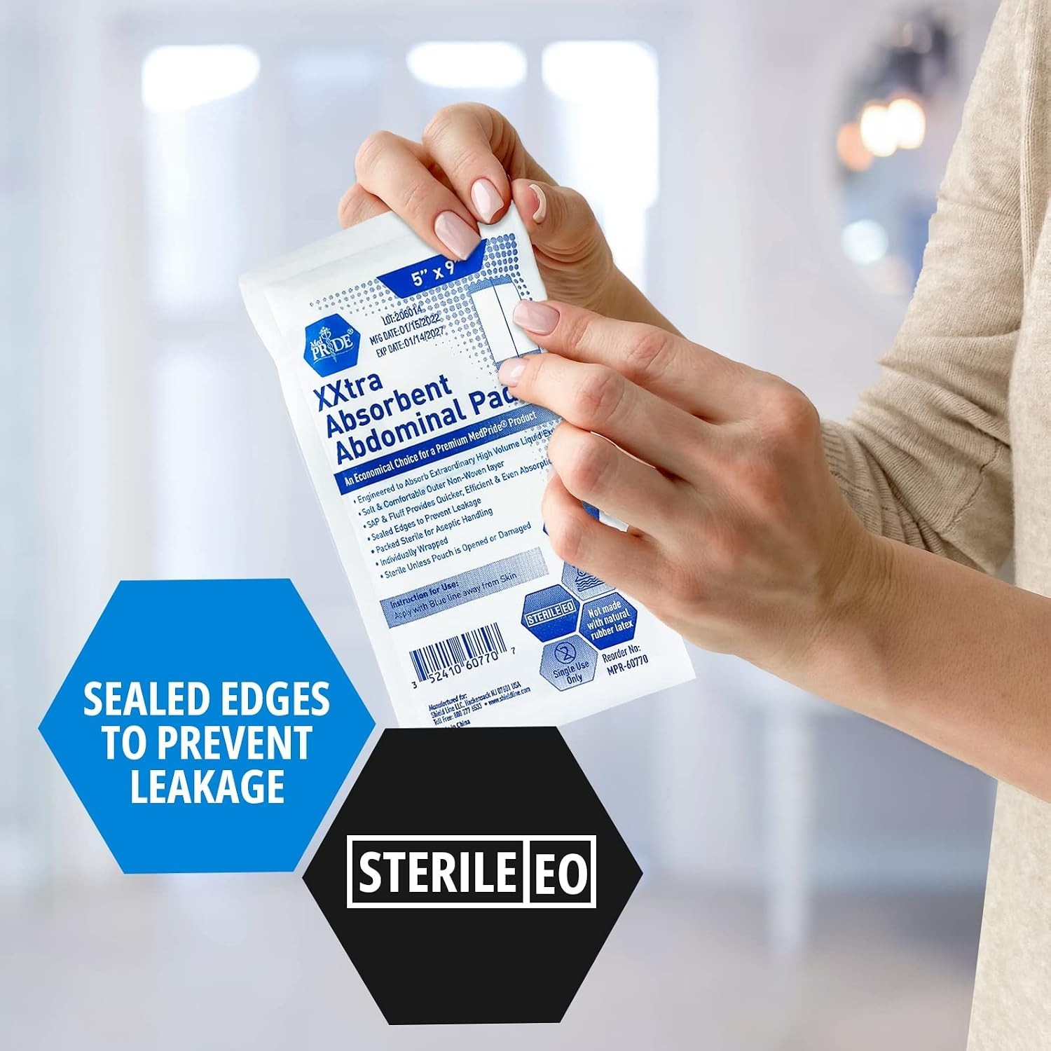 Comfortable Non-Adherent 5″x9″ Sterile Abdominal Pads – Ultra-Absorbent 50 Pack