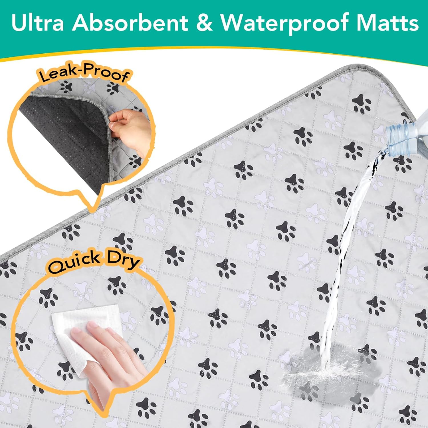 2 Pack Extra Large 72″X72″ Washable Pee Pads for Dogs Super Absorbent Dog Traini