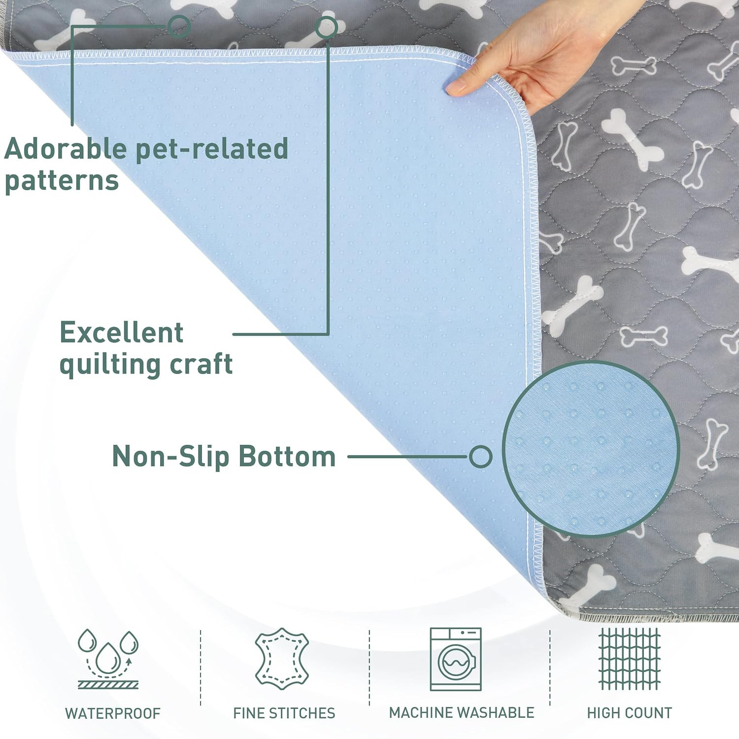 Reusable Washable Pee Pads for Dogs Large/Extra Large 36” X 41” 2 Pack, Absorb