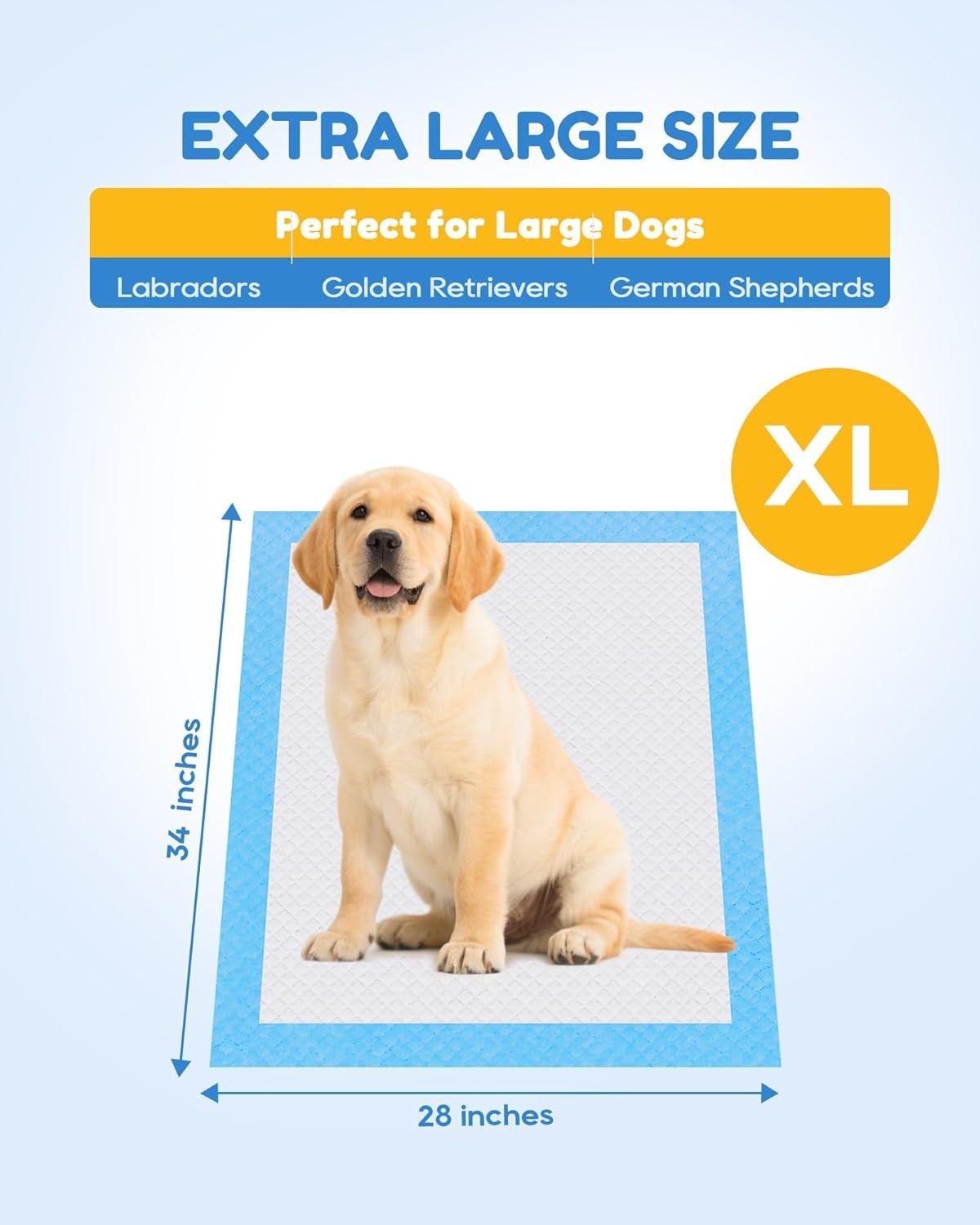 XL Dog Pee Pads 28×34 30 Pack Super Absorbent Leak Proof Training – Quick Drying