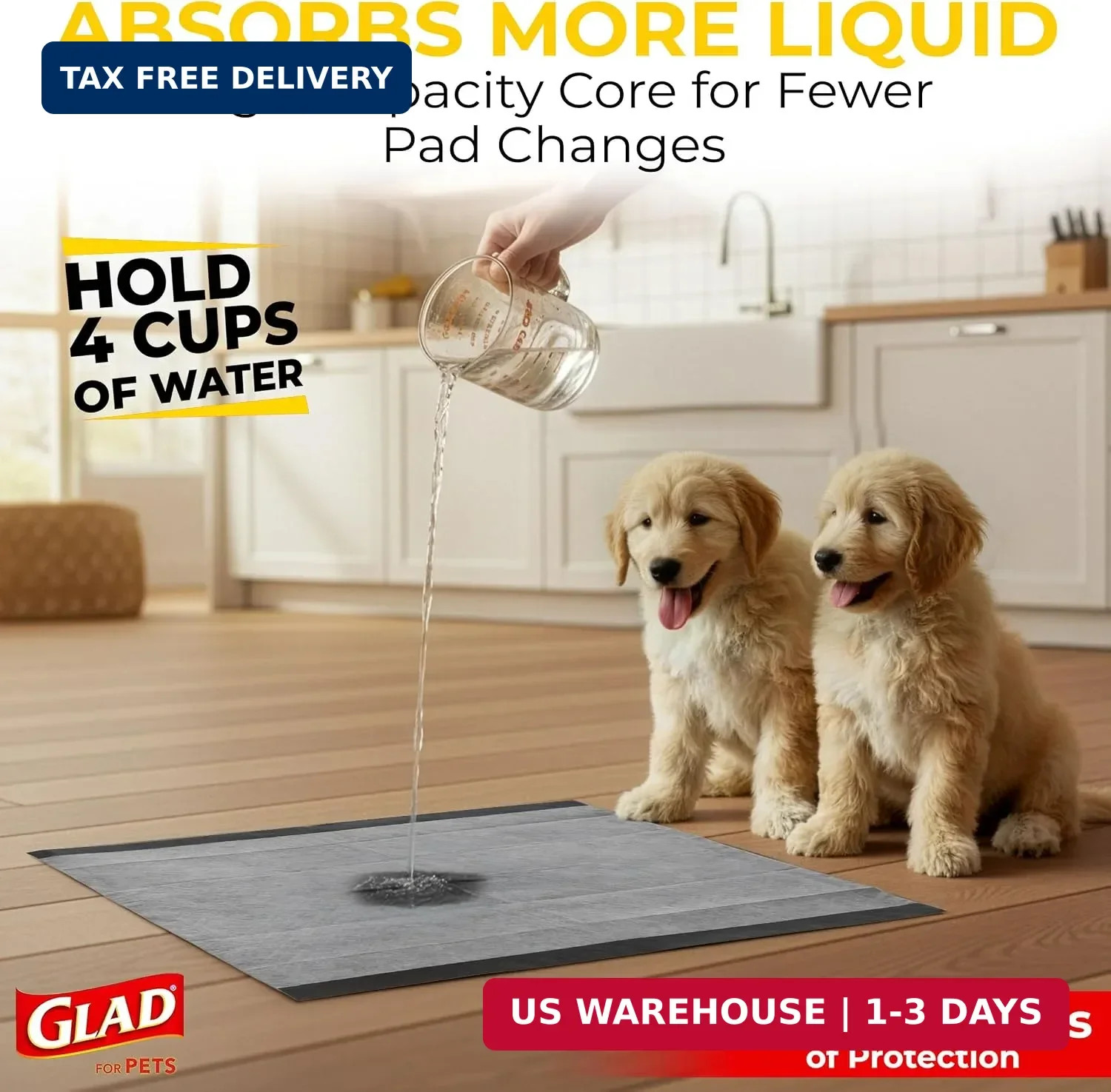 Glad for Pets Activated Carbon Disposable Dog Training Pads, 50 Count | Ideal fo