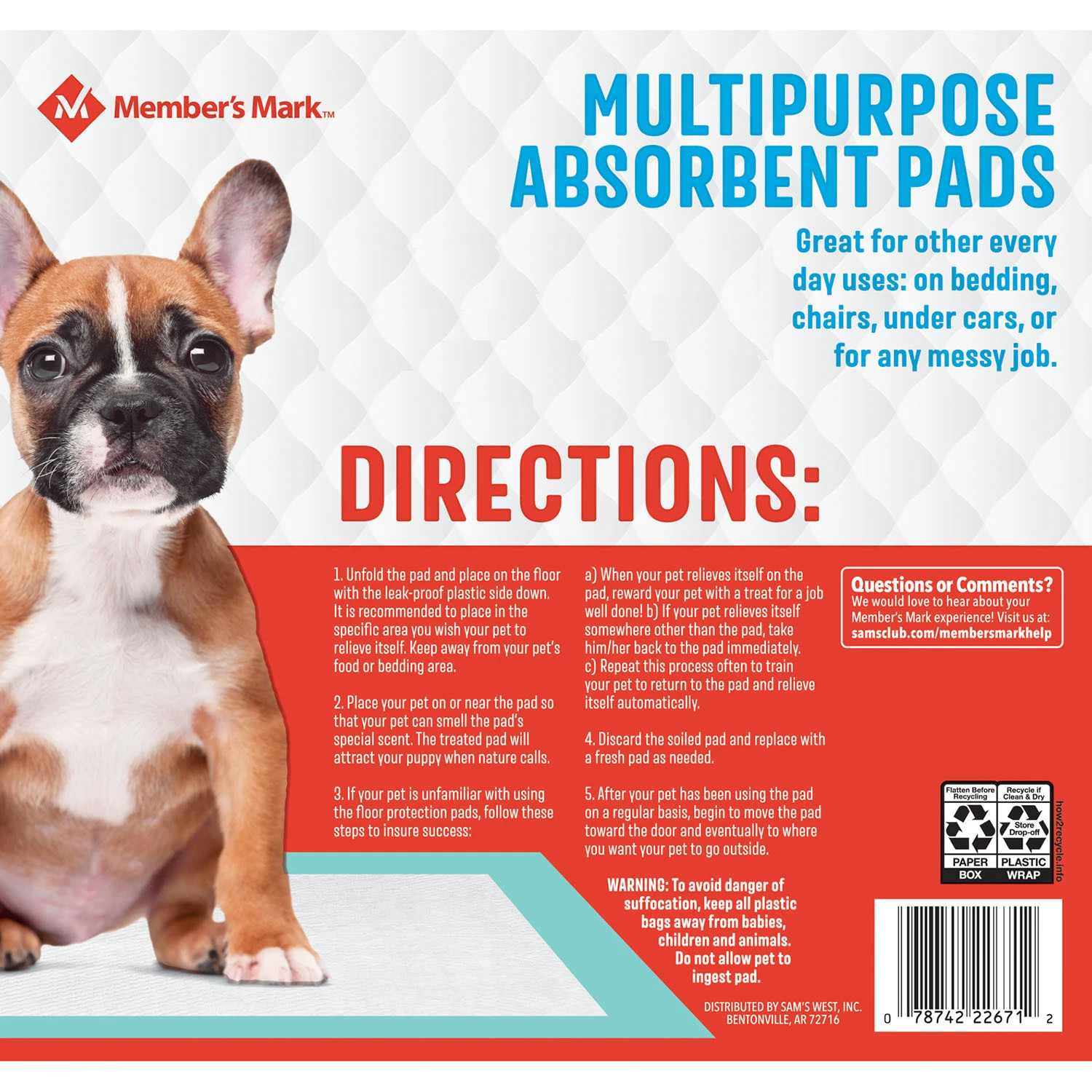 Member’s Mark PET Multipurpose Training Absorbent Dog Pads, 23″ x 24″ (120 ct)