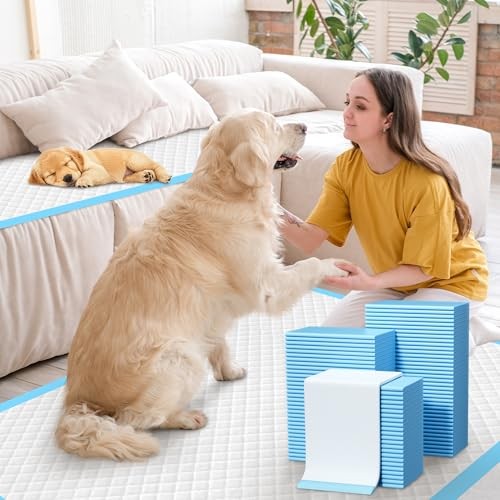60 Count Extra Large Dog Pee Pads 28″ x 34″ Super Absorbent Leak-Proof Puppy Pad