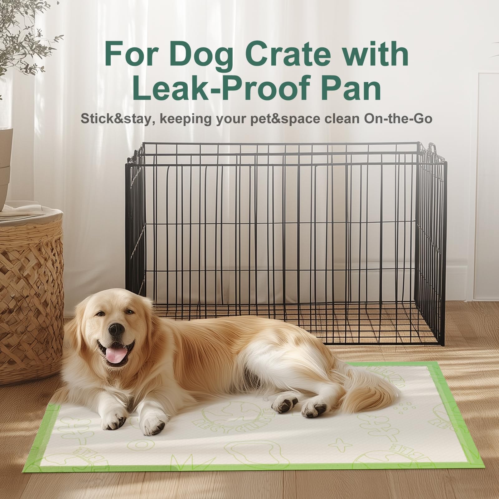 Dog Pee Pads 50Counts, 24″X36″ Disposable Pee Pads for Dogs with 4 Sticky Cor…