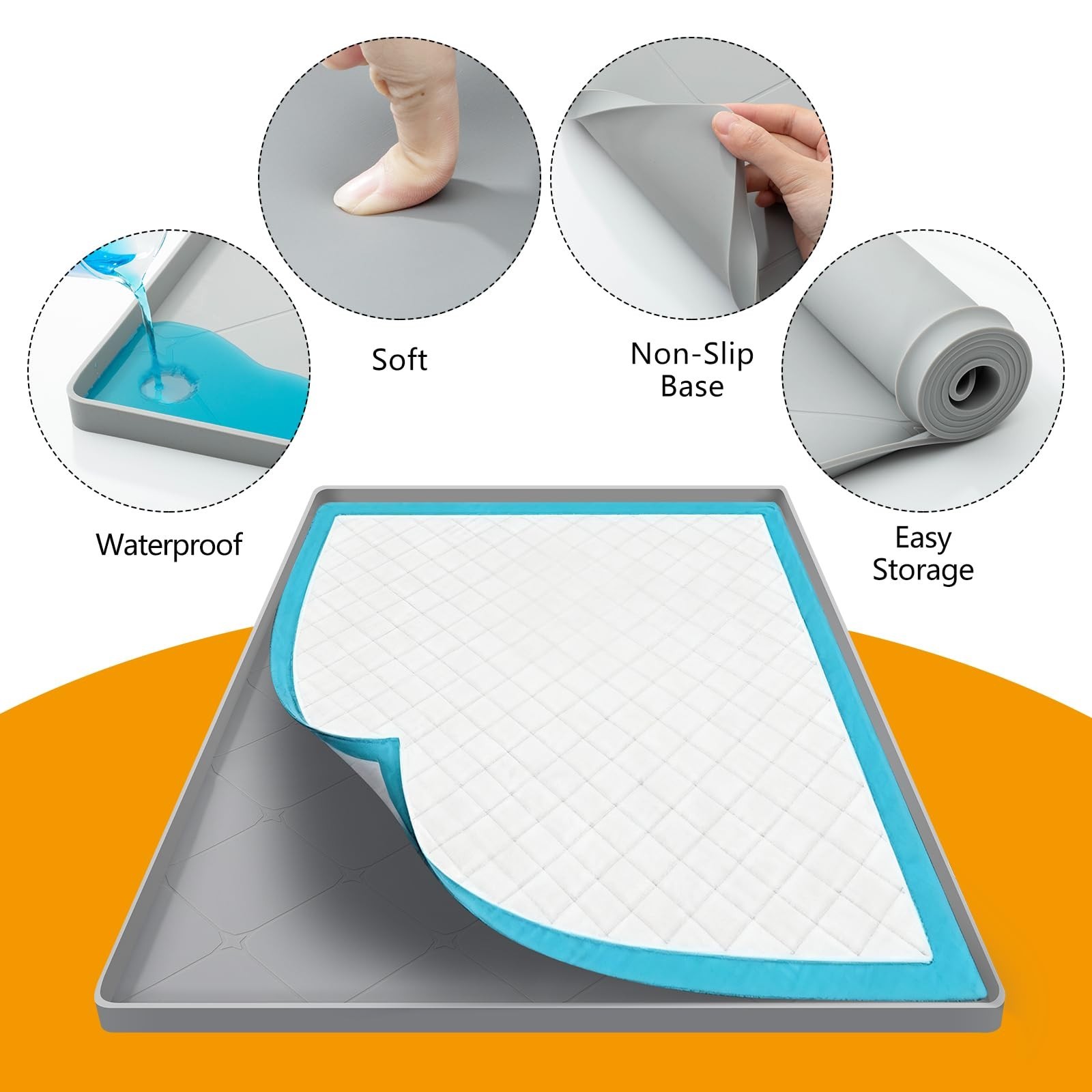 Silicone Dog Pee Pad Holder for 34×22 in Pads, Non-Slip Leak-Proof Puppy Pad …