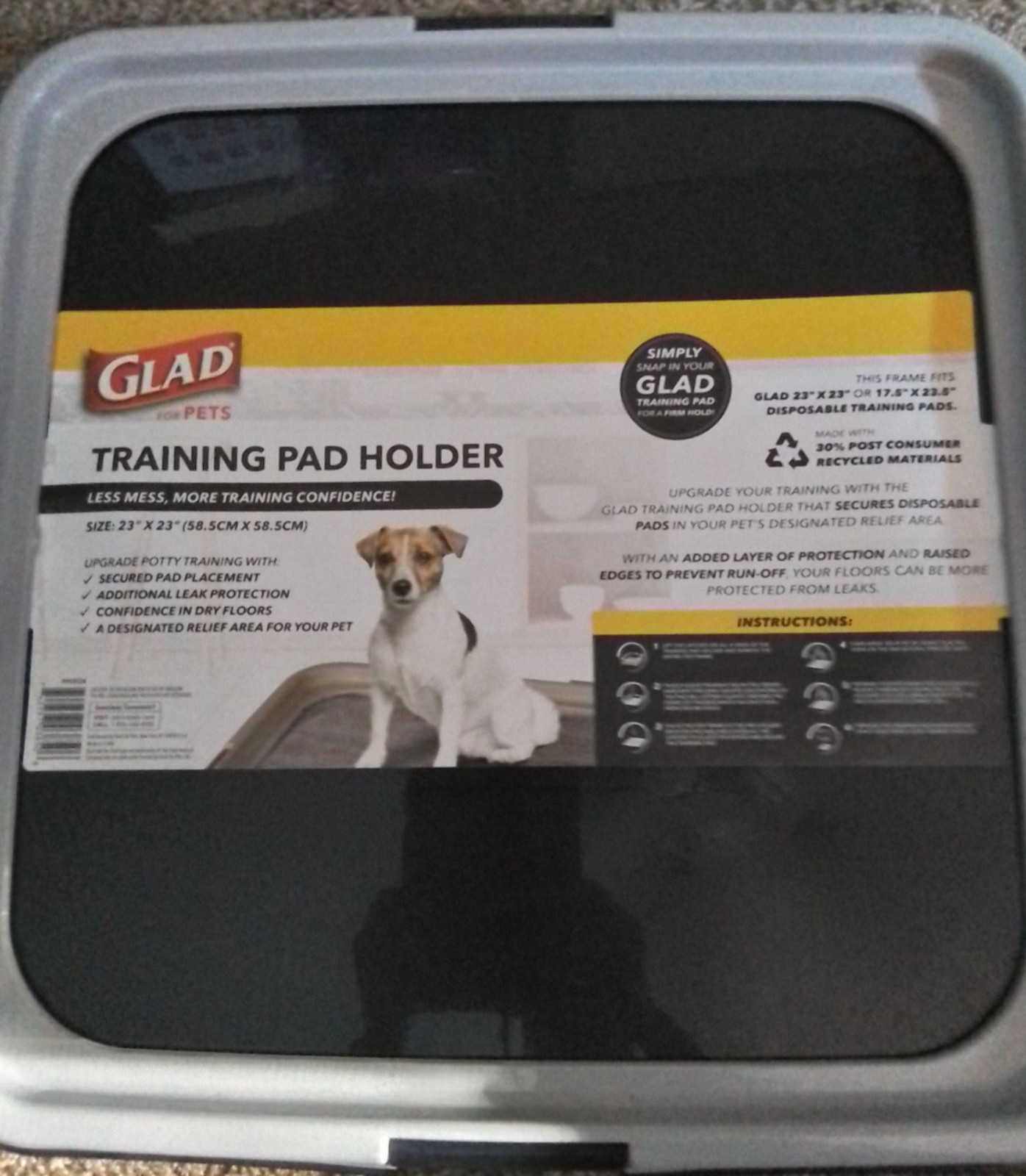 ColorGlad for Pets Washable Dog Training Potty Pad Holder 23″ X 23″