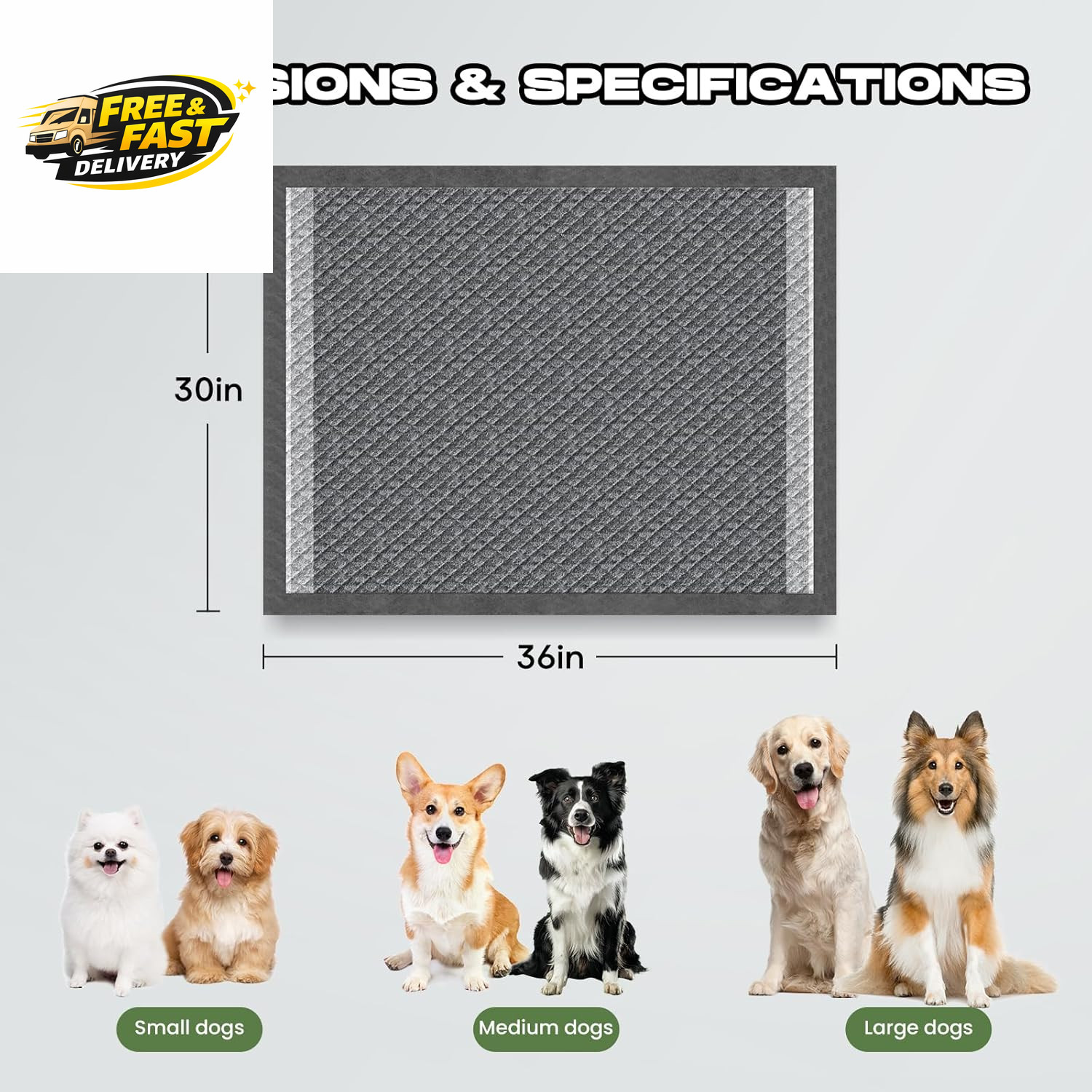 Dog Pee Pads for Dogs XXL 30″X36″ Charcoal Puppy Pads 50 Counts Extra Large Disp