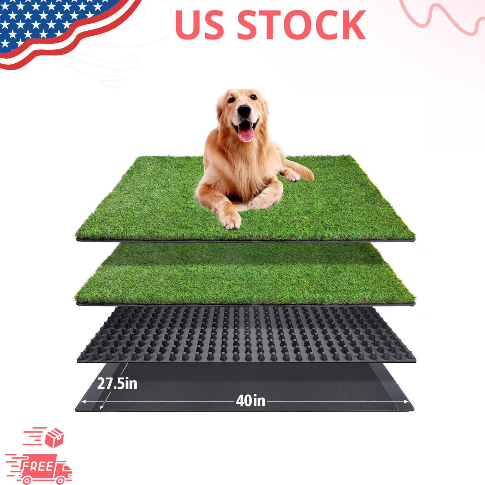 NEW Dog Grass Pad with Tray 40×27.5″ XL 3-Layer Reusable Potty Training Toilet