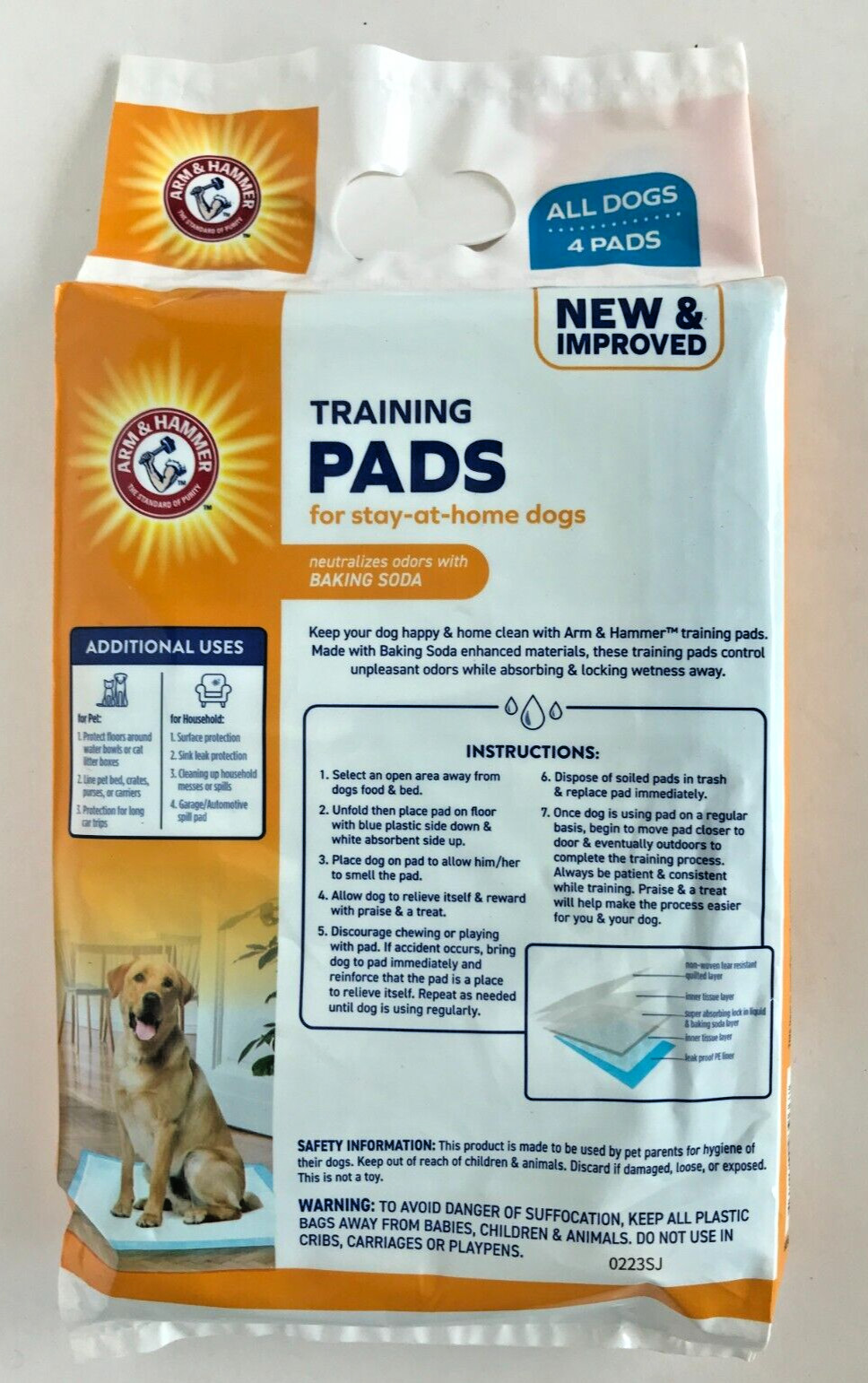 Arm & Hammer Training Pads For Dogs (2 packs of 4, 8 pads total) 22in X 22in