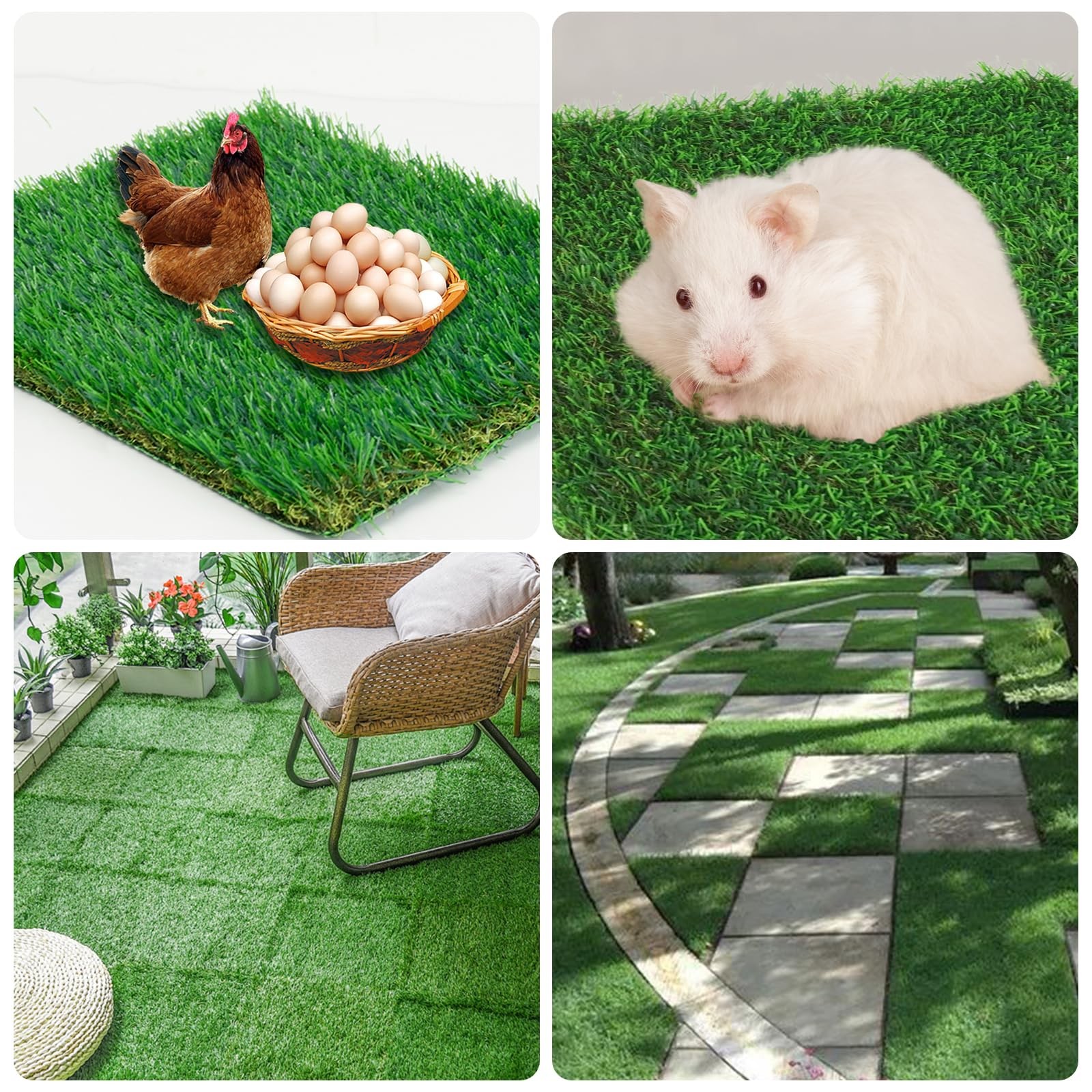 Chicken Nesting Box Pads , Washable Artificial Grass Nesting Mats Cuttable