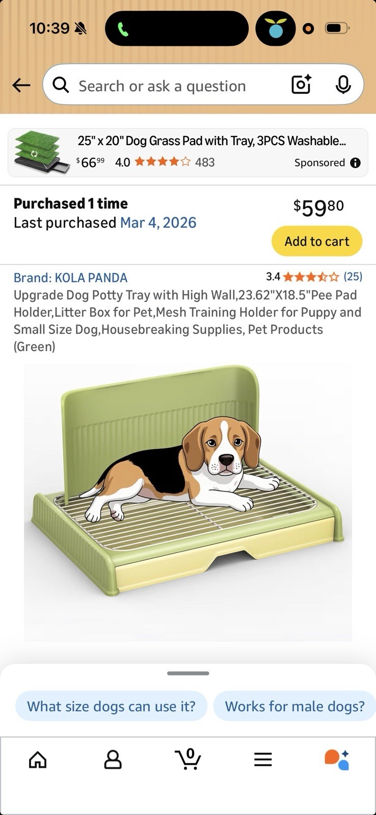 KOLA PANDA Upgrade Dog Potty Tray High Wall Mesh Holder Training Pad for Puppies