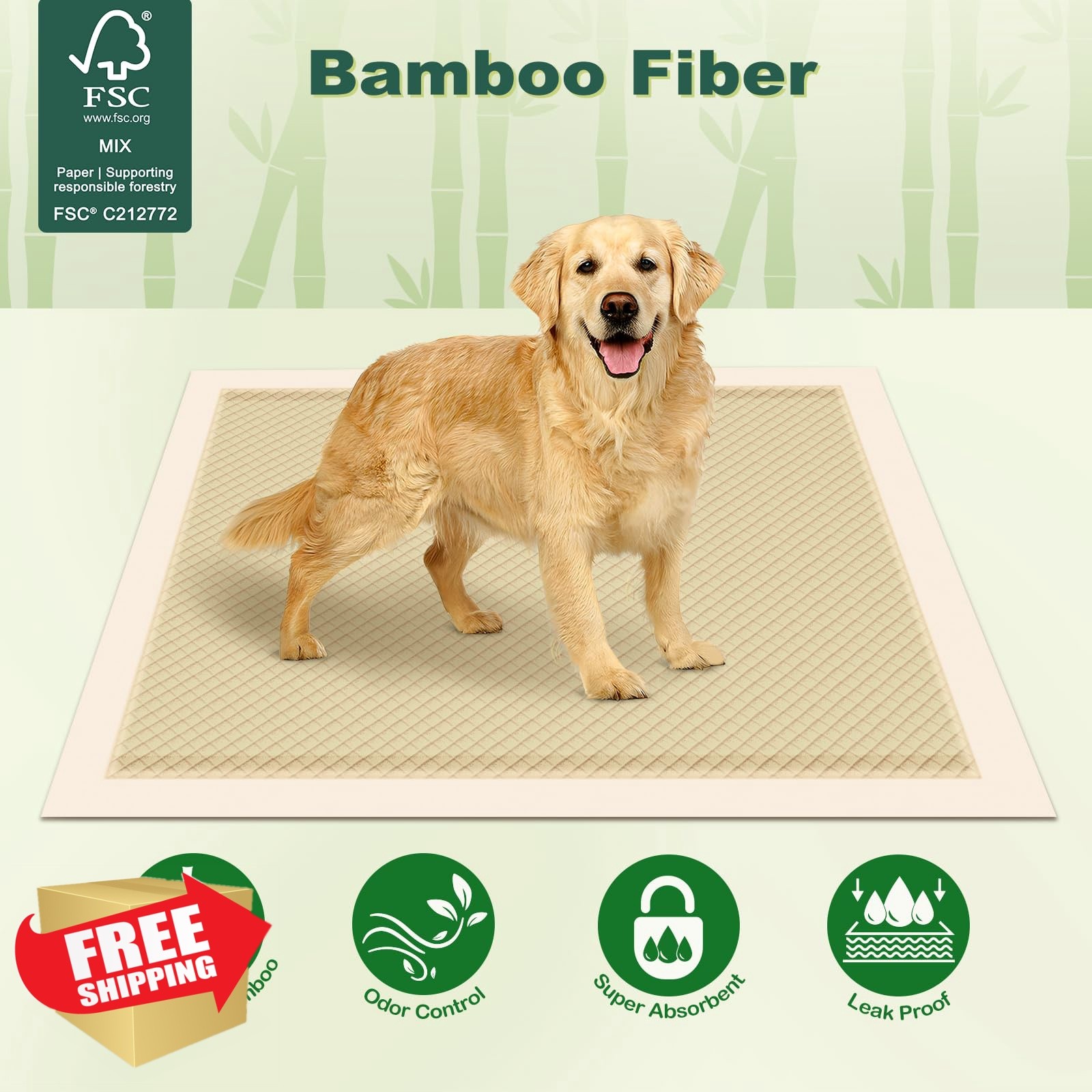 MIZOK XL Dog Pee Pads 28×34 Bamboo 30 Count