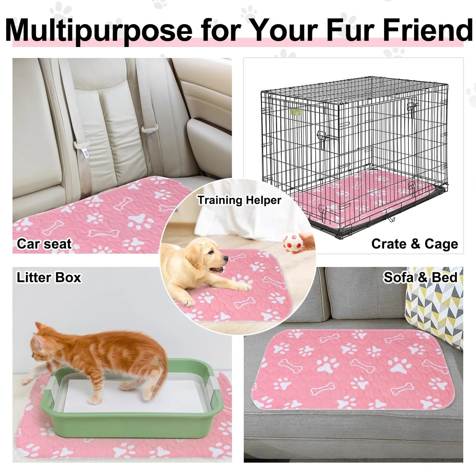 6 Pack Washable Pee Pads for Dogs, Reusable Puppy Pads for Potty Training, Wa…