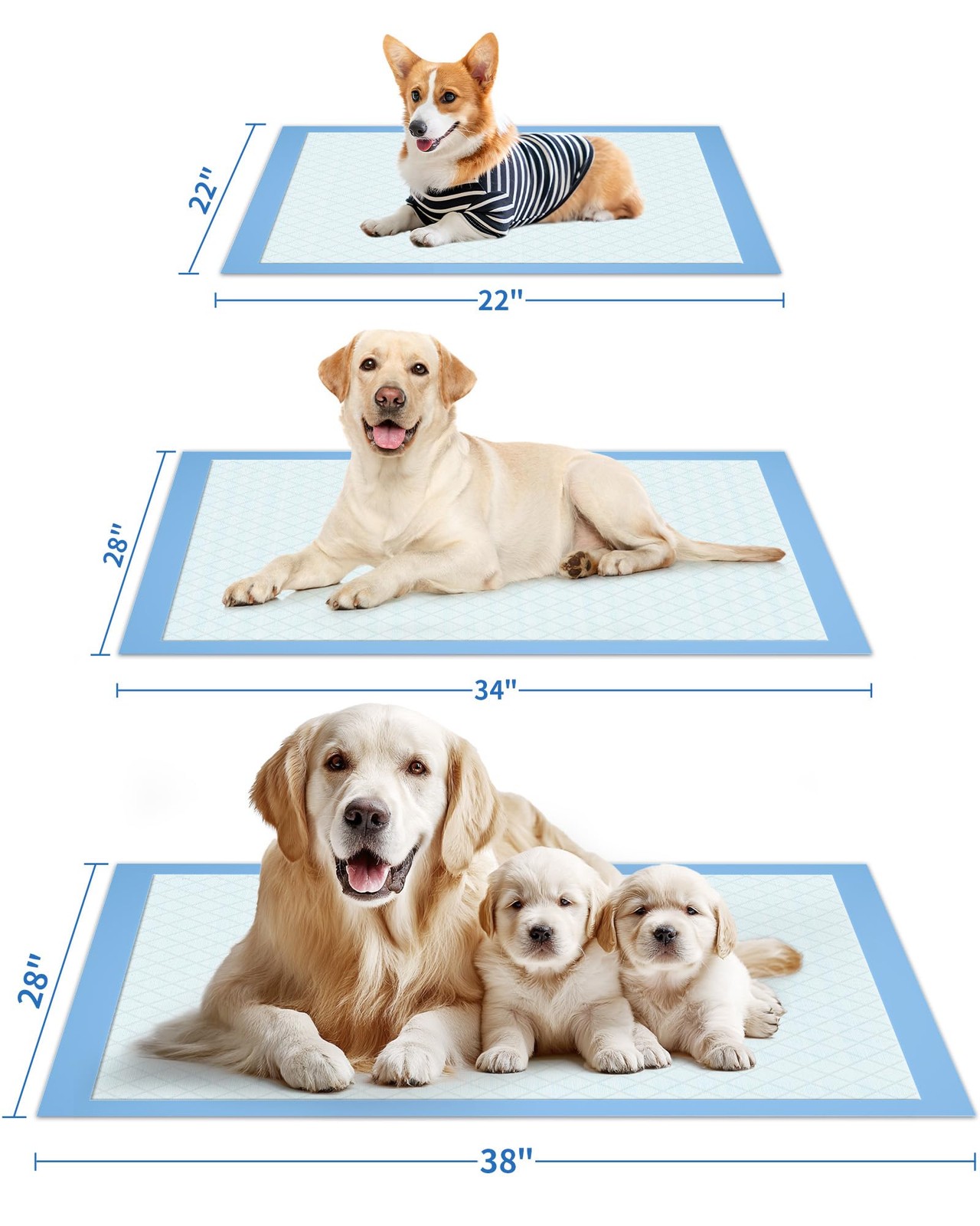Puppy Pads 75-Pack XX-Large 38″ x 28″ 6-Layer Absorbent – Quick-Dry Potty