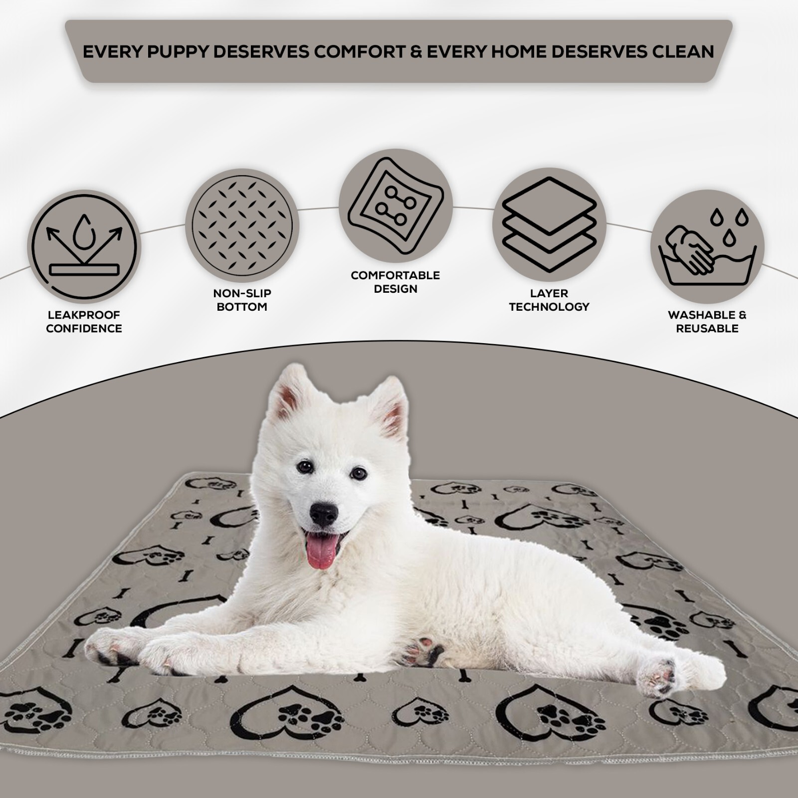 2 Pack – Washable Pee Pads for Pet – 36″ x 41″ Large Reusable + Grooming Pad