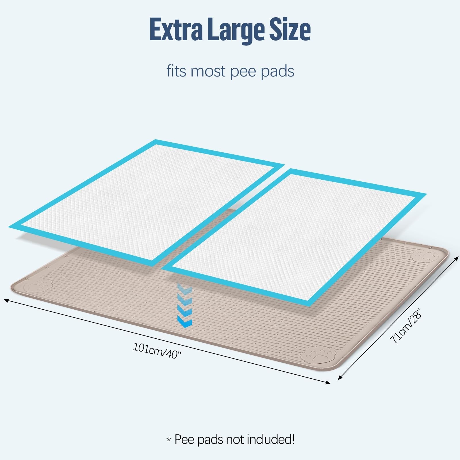 Pee Pad Holder for Dogs, 40″ x 28″ Silicone Pee Tray Mat Leak-Proof, High Edg…