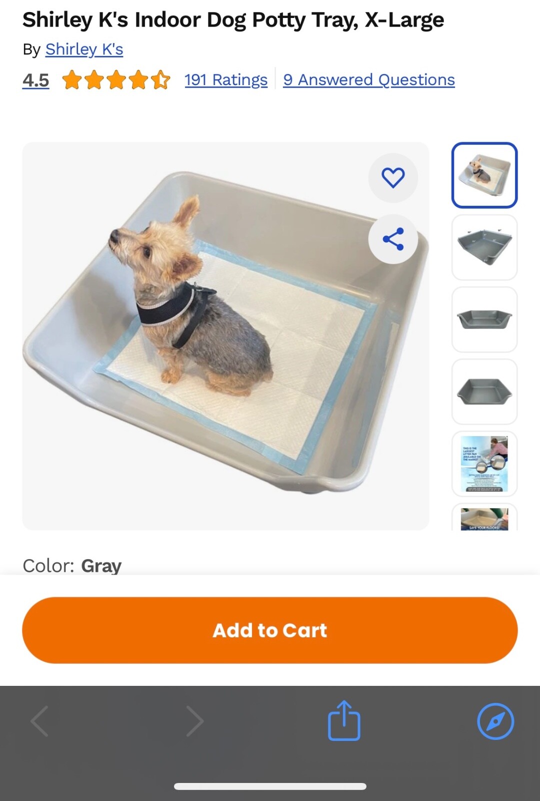 Shirley K Indoor Dog Potty tray, X-Large