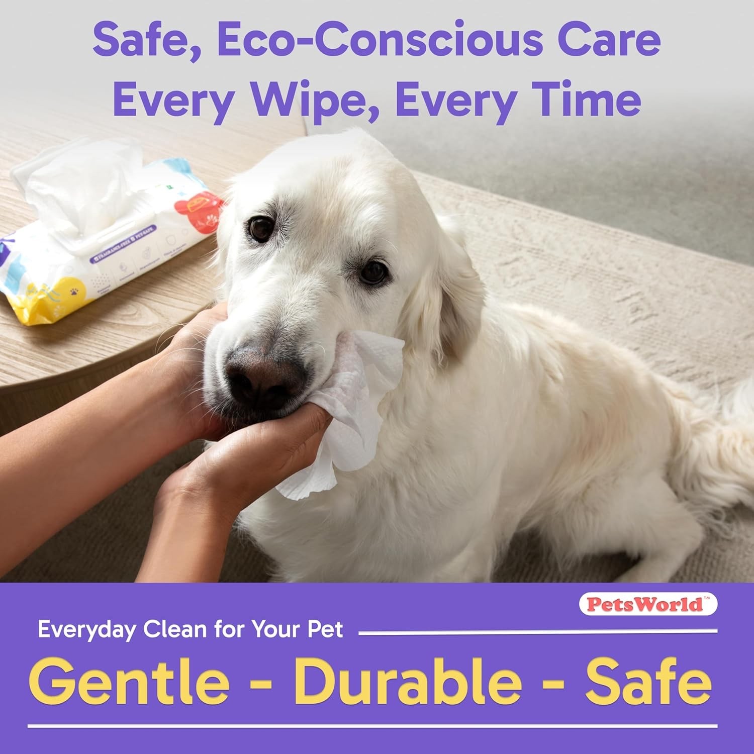 PetsWorld Pet Wipes for Dogs & Cats, 600 Count| Unscented, Hypoallergenic,Thick