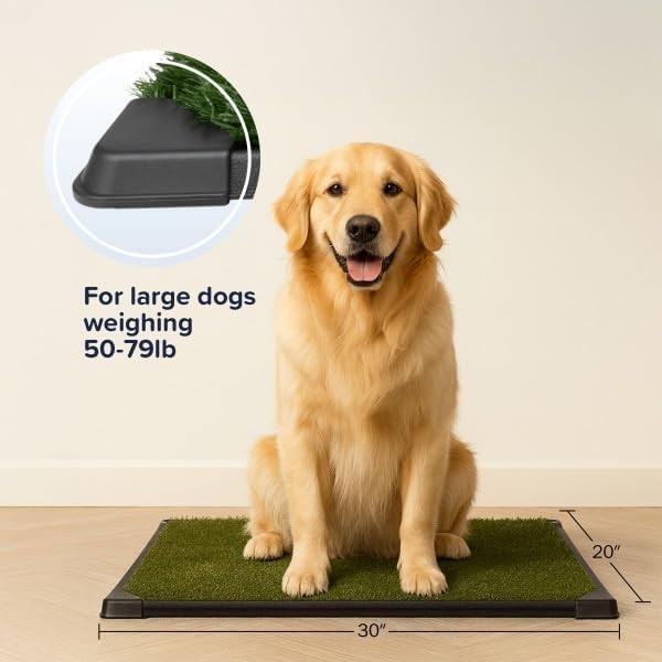 Indoor/Outdoor Dog Potty Pad – 20×30 Inch Reusable Grass with Drainage System