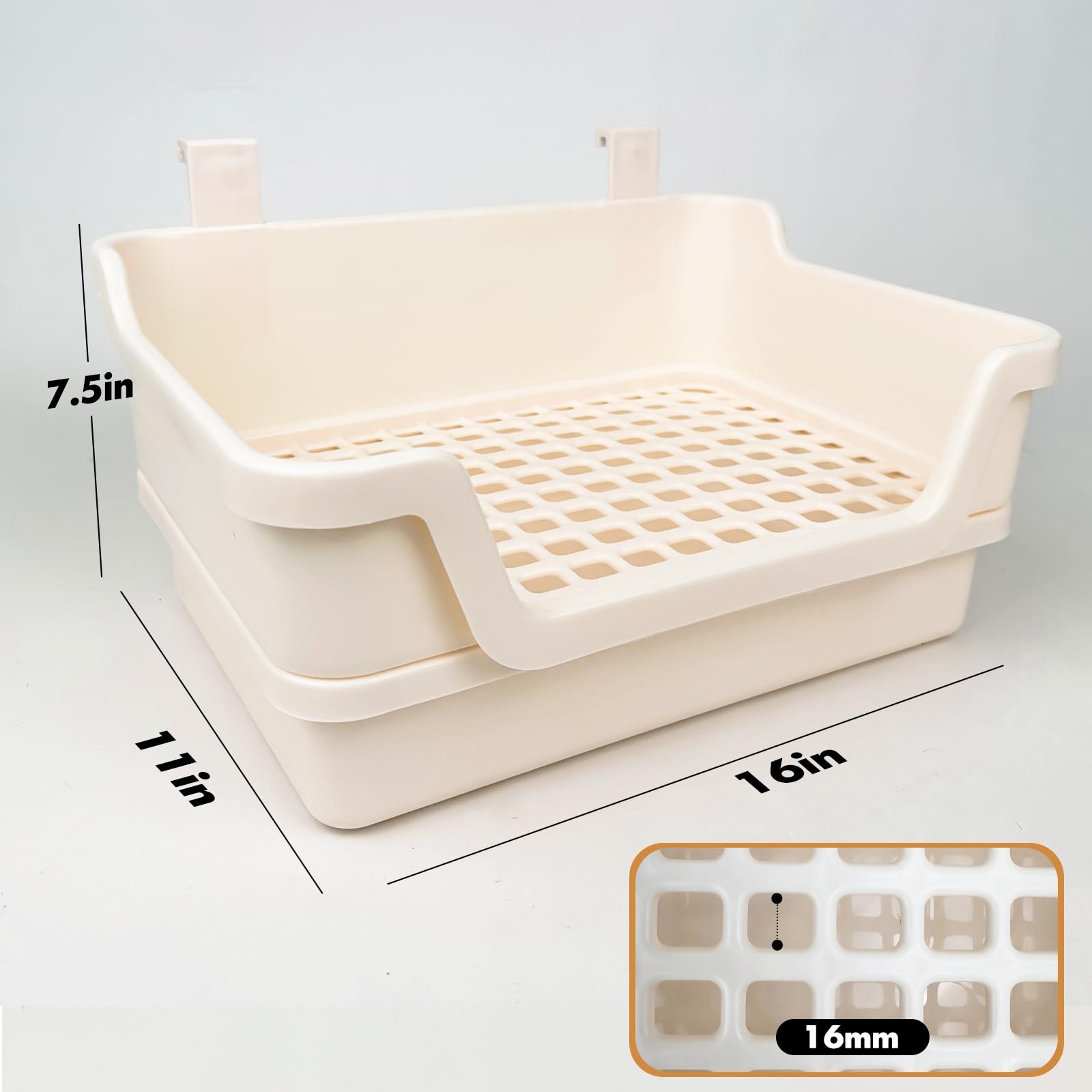 Yuoaes Large Rabbit Litter Box w/Plastic Grid & Dump Tray-Bunny Large, Cream