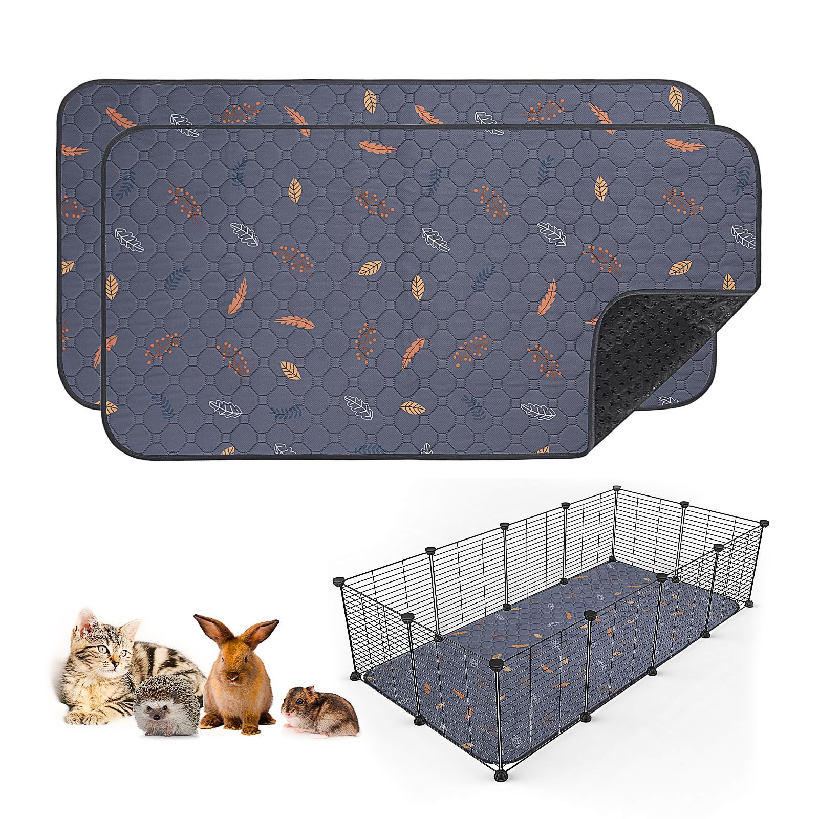 2 Pack Washable Guinea Pig Pee Pads, 24″ x 48″ Waterproof Reusable Guinea Pig…