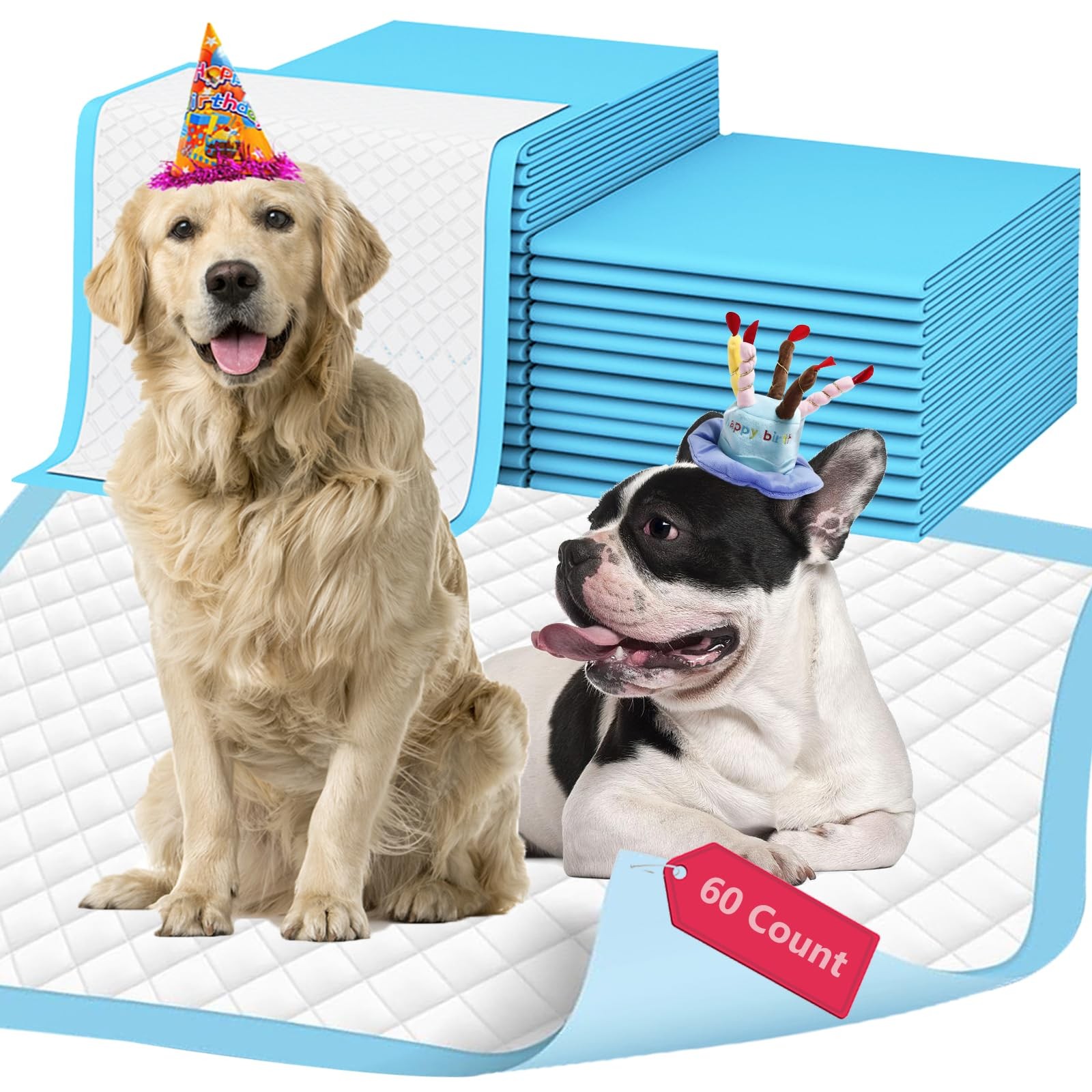 XL Thicker Dog Pads 30″x26″ 60 Count, Extra Large Pet Training Pads, Leak-Pro…