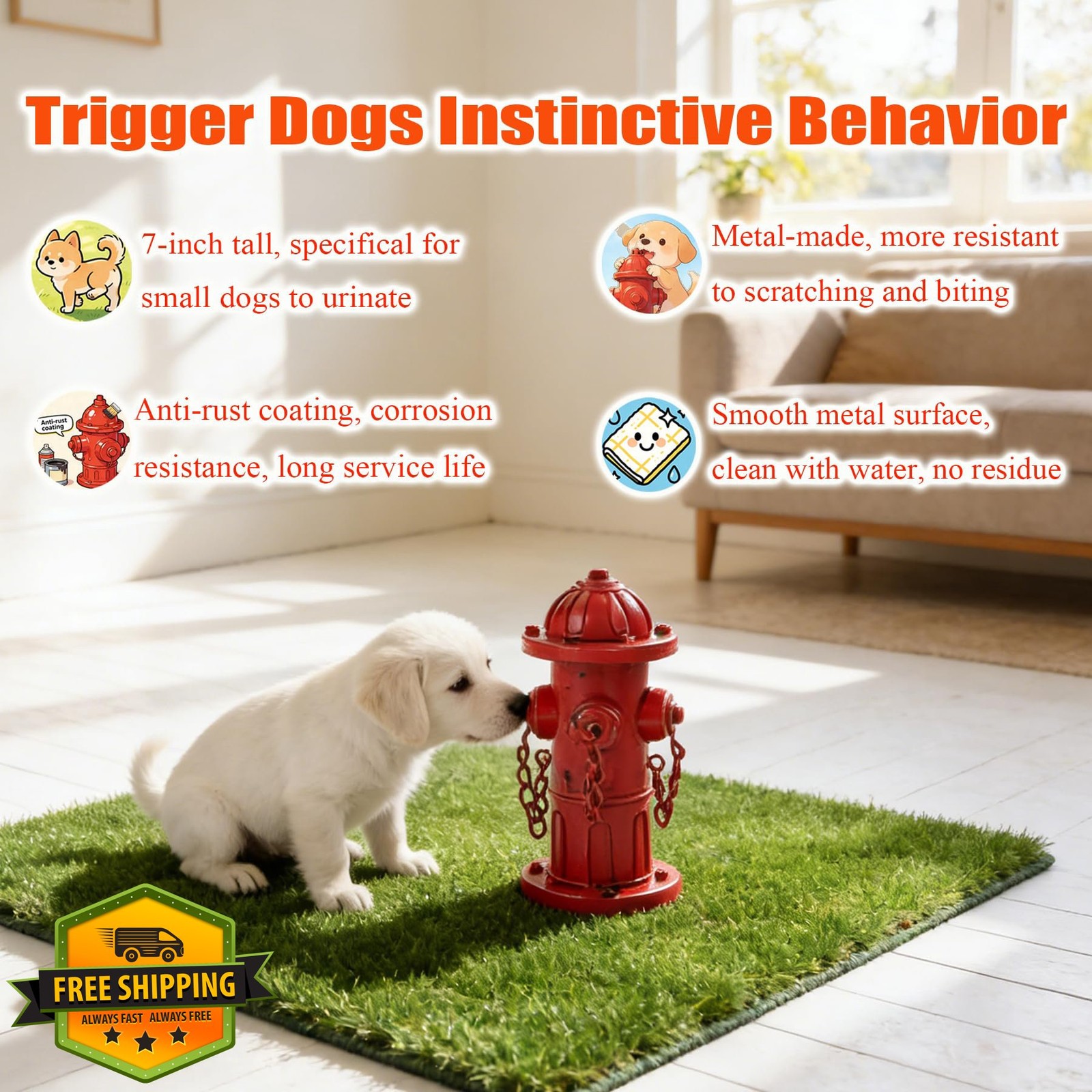 Phaxth 7.8″ H Metal Potty Training Fire Hydrant for Dogs to Pee On, Vintage S…