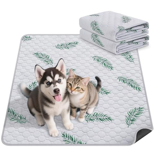 24″x36″ Washable Dog Pee Pads – 2 Pack – Leaf Pattern – Waterproof, Non-Slip