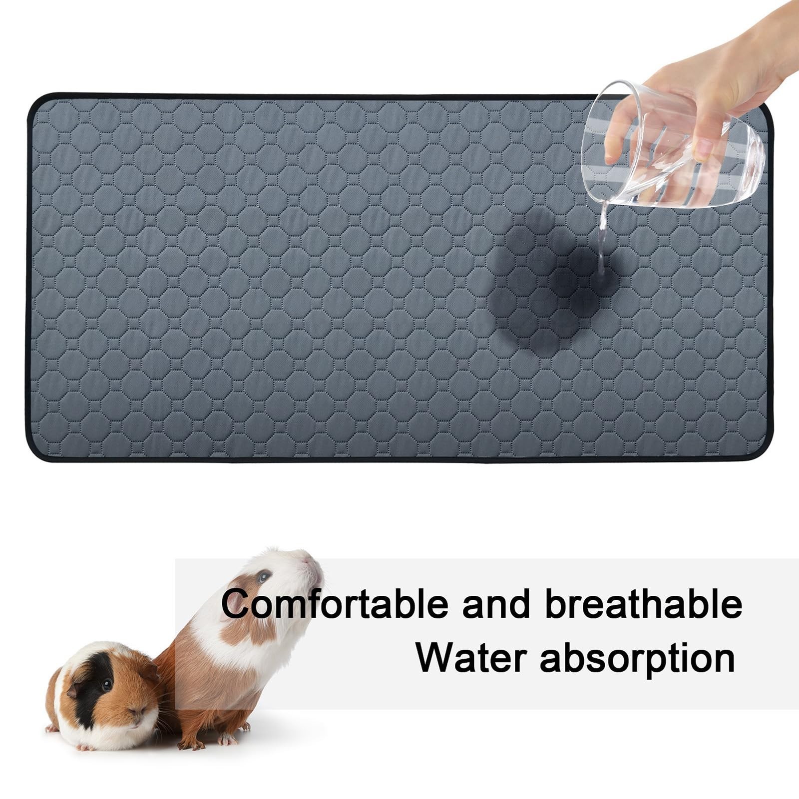 2 Pack Washable Guinea Pig Cage Liners & Pee Pads (24″x47″) – Waterproof, Sup…
