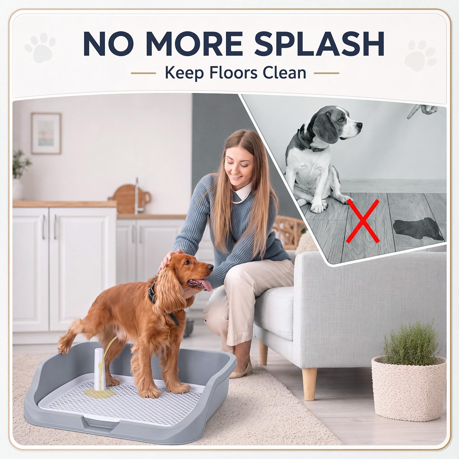 Large Dog Pee Pad Holder Tray 20.5″ x 18″ Puppy Potty Training Pad Tray with …