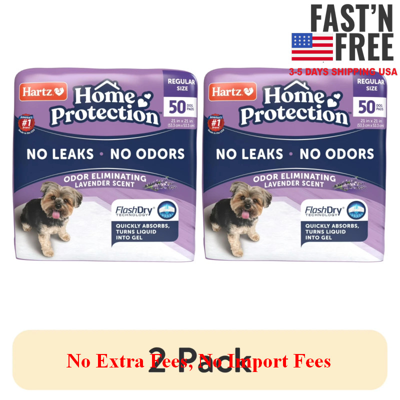 2P Hartz Home Protection Lavender Scent Odor-Eliminating Dog Pads, 21×21, 50ct