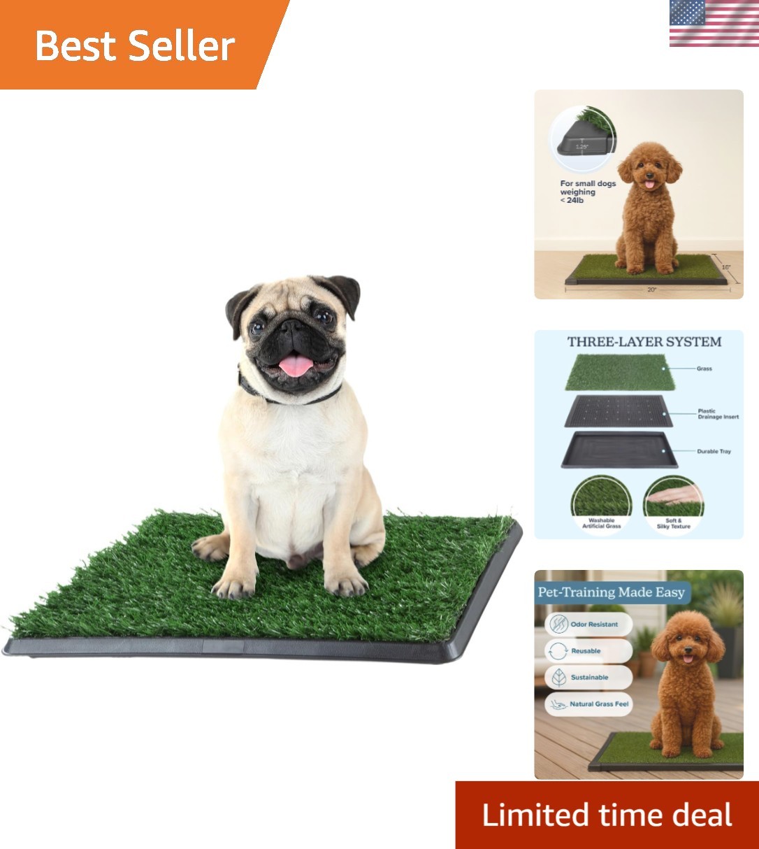 Dog House Essential: 16×20 Inch Artificial Grass Potty Pad with Collection Tray