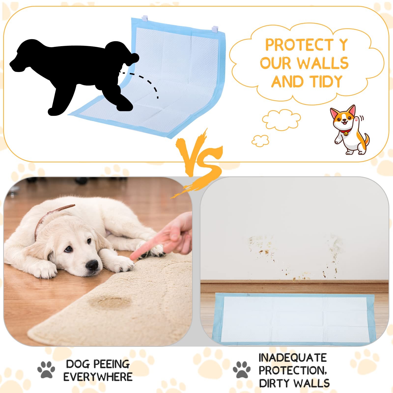 Yalikop 12 Pcs Wall Pee Pad Holder Dog Potty Training Sticky White