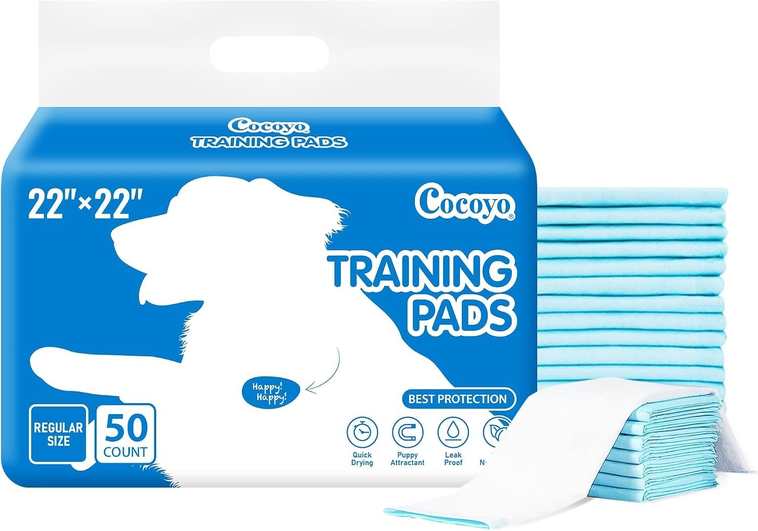 Best Value 22″x22″ Dog Training Pads 50 Count | Dog Pee Pads | Super Absorben…