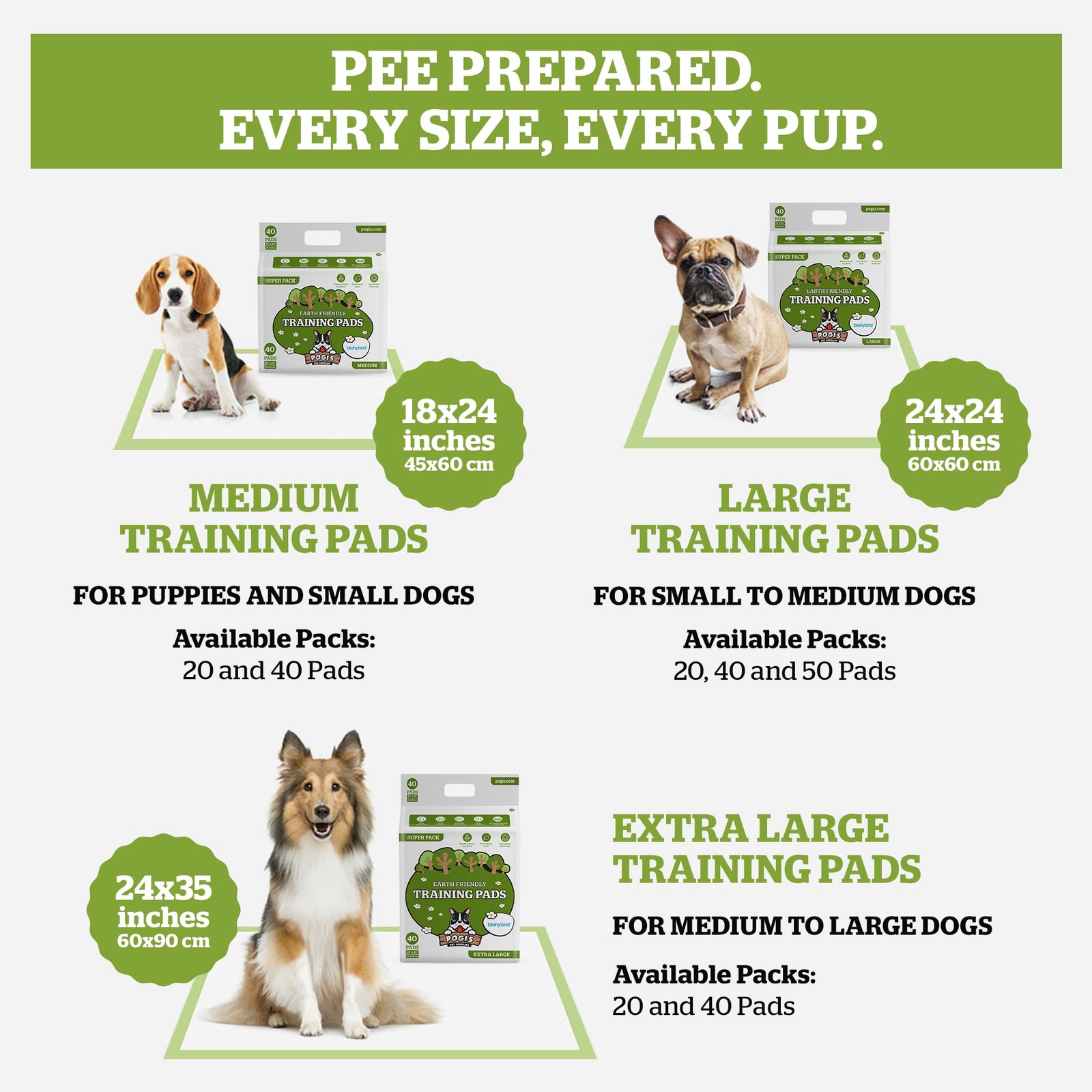 Pogi’s Dog Pads with Sticky Tabs – Large, Super Absorbent, Odor Blocking, 20-…