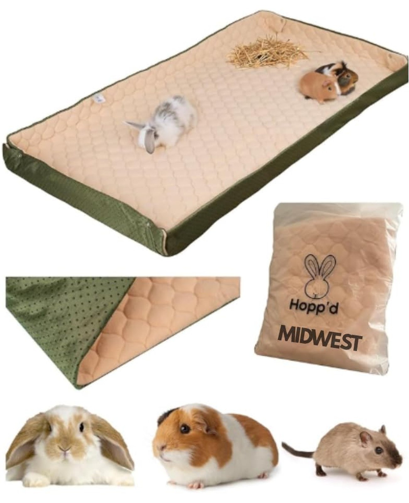 Hopp’d™ HutchLiner 2.0 Premium Guinea Pig Cage Liner Washable Fleece Beddi
